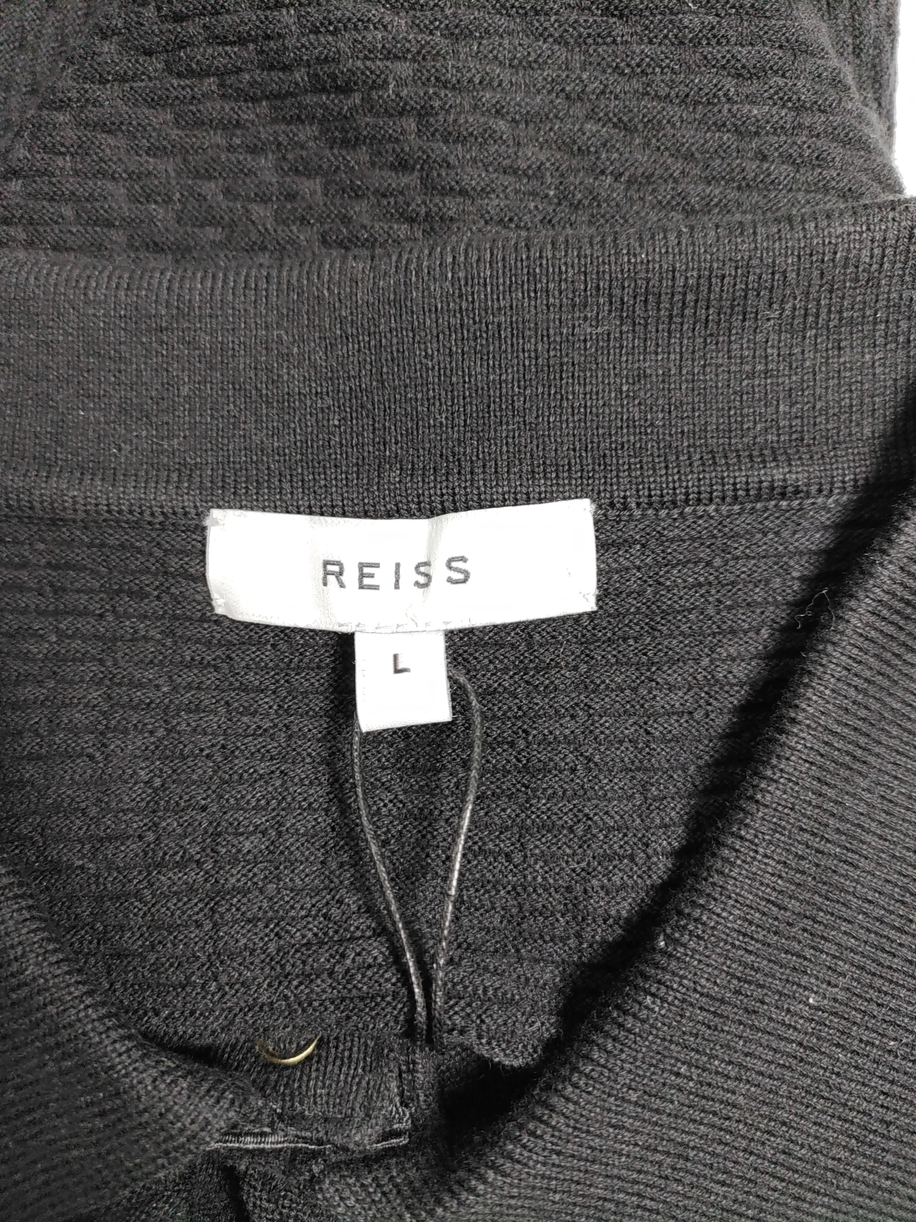 Reiss Men's Polo L Black Cotton with Polyamide, Elastane Basic - Image 5