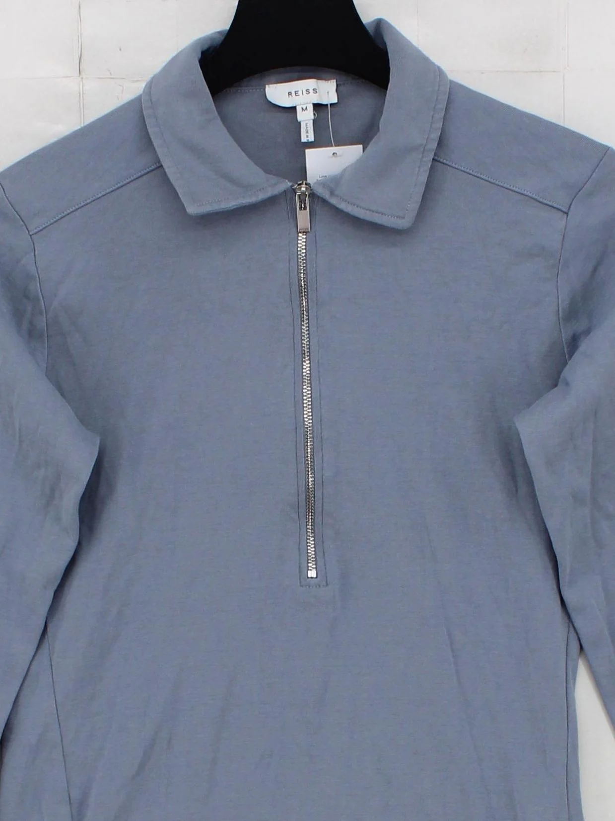 Reiss Men's Polo M Blue 100% Cotton Basic - Image 3