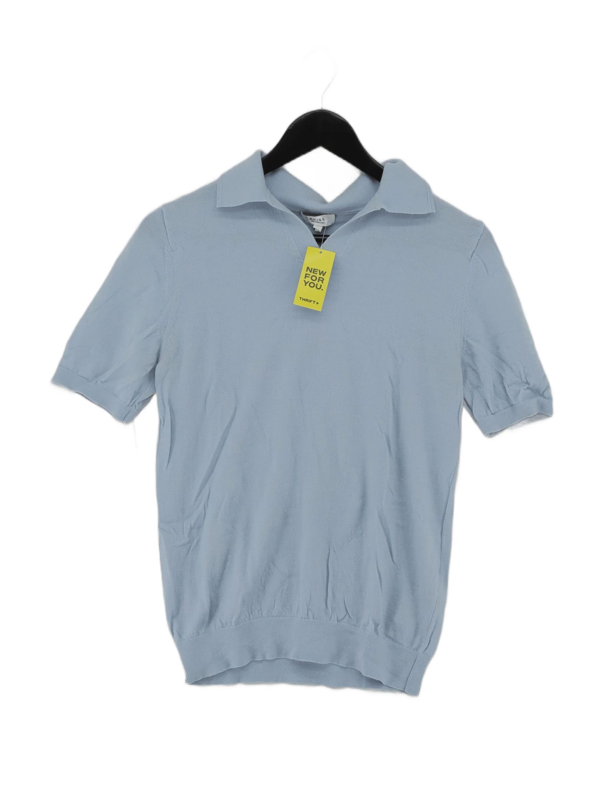 Reiss Men's Polo S Blue Wool with Elastane Basic