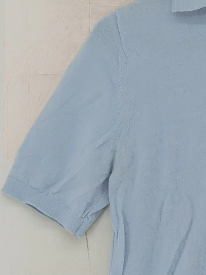 Reiss Men's Polo S Blue Wool with Elastane Basic - Image 4