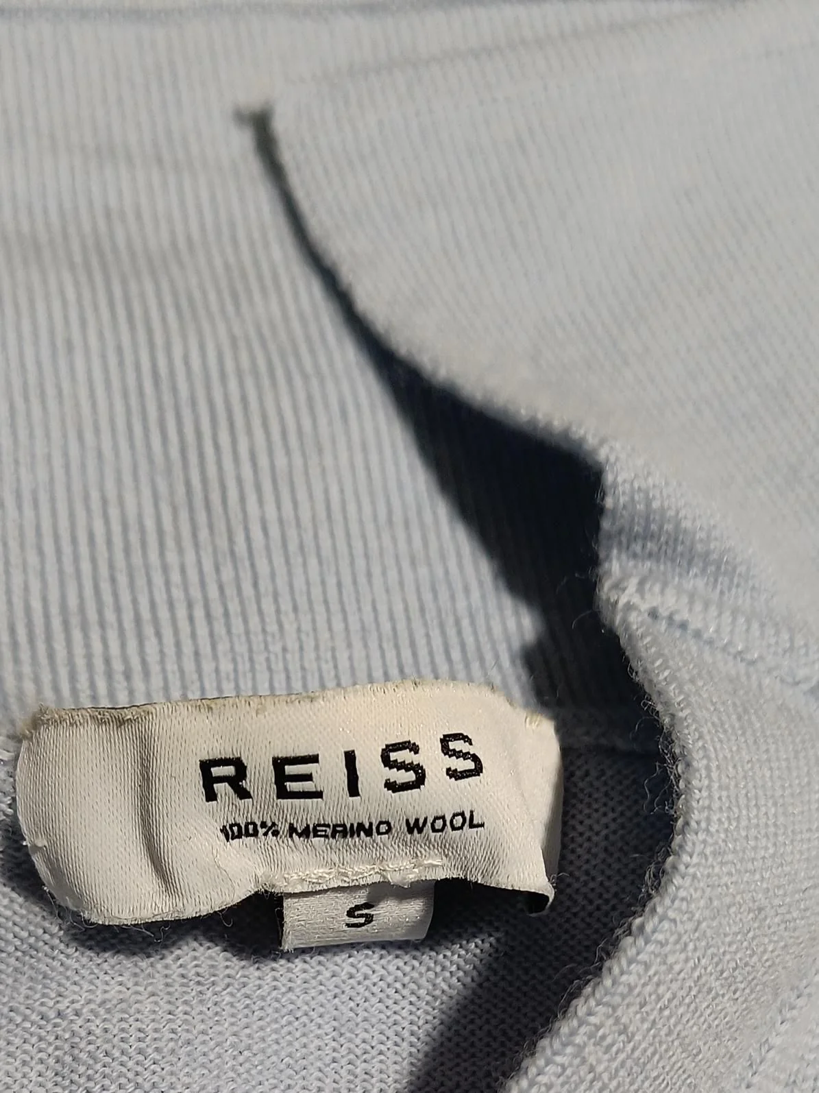 Reiss Men's Polo S Blue Wool with Elastane Basic - Image 5