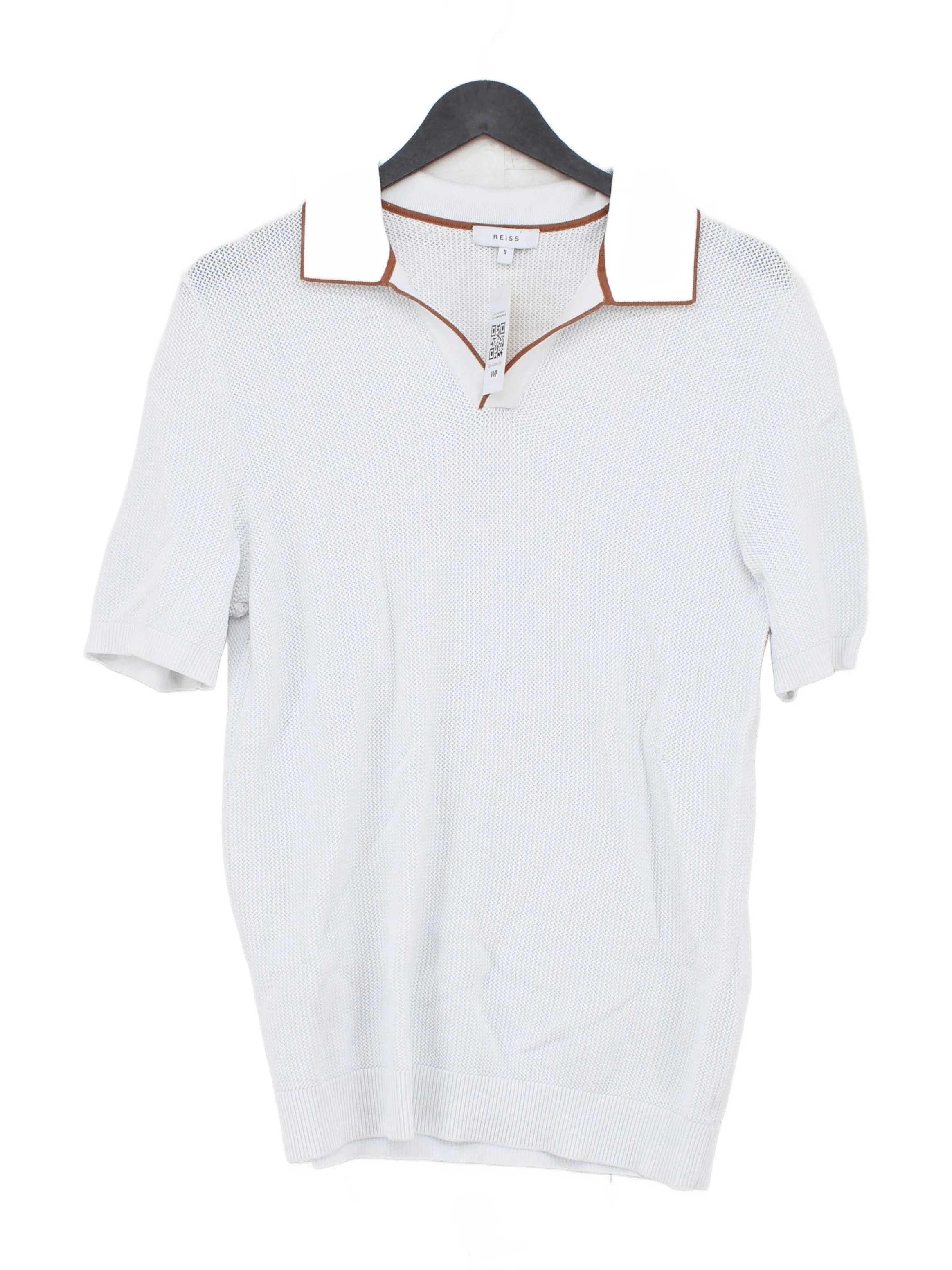 Reiss Men's Polo S White Viscose with Polyamide, Elastane Basic