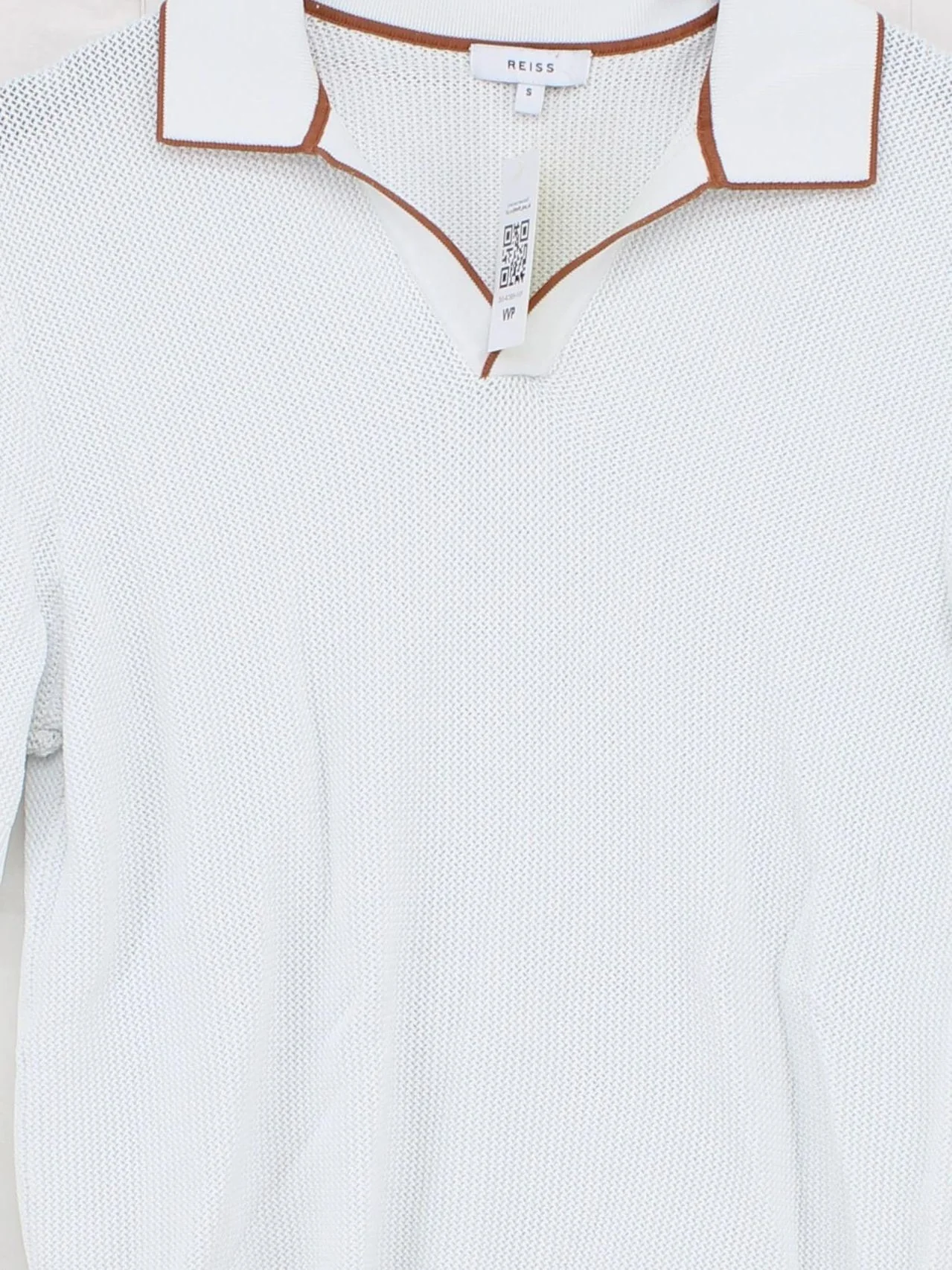 Reiss Men's Polo S White Viscose with Polyamide, Elastane Basic - Image 3