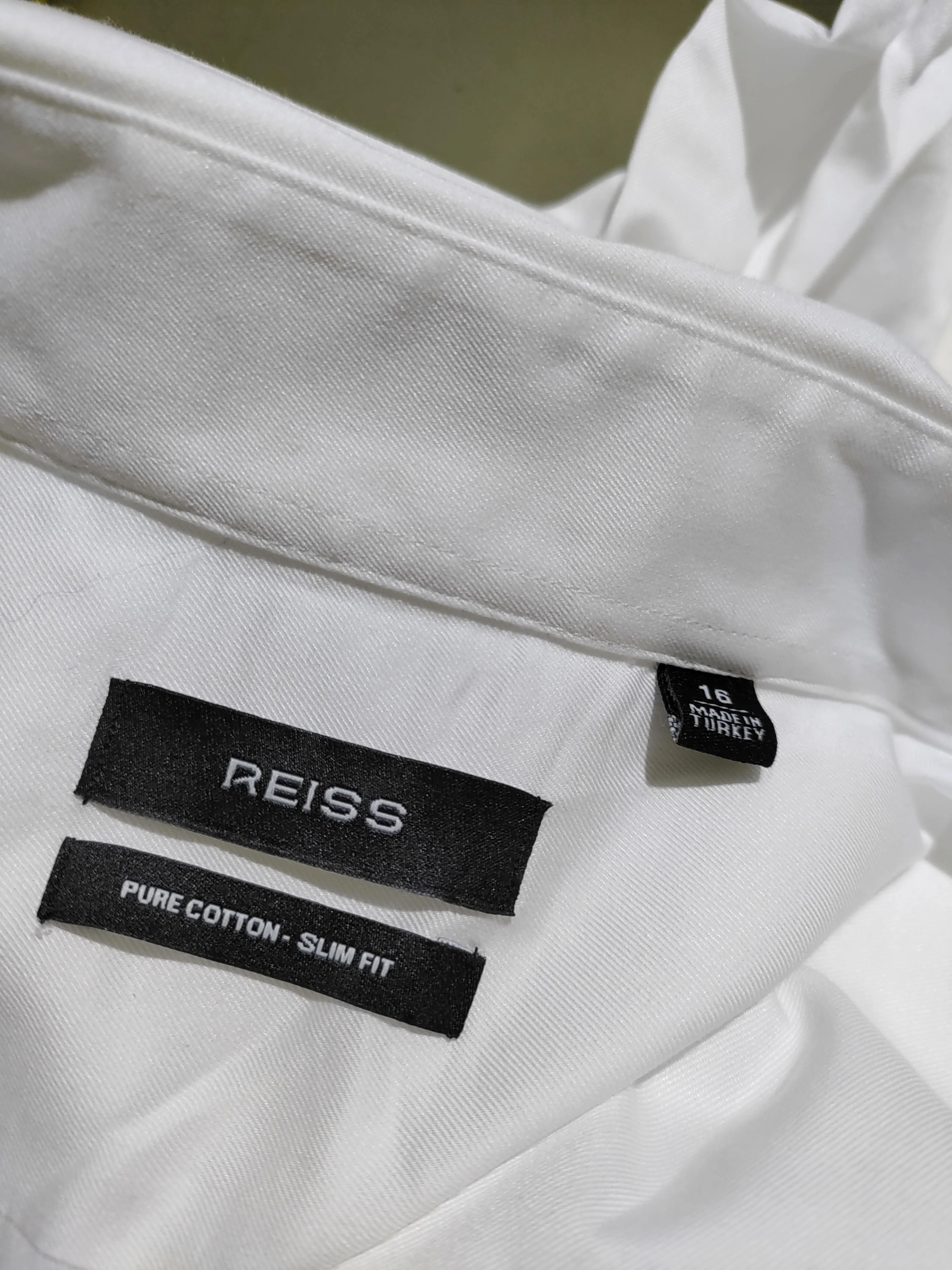 Reiss Men's Shirt Collar: 16 in White 100% Cotton Basic - Image 5