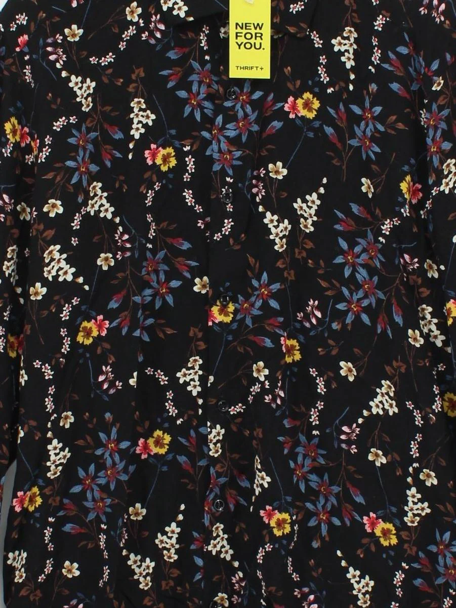 Reiss Men's Shirt L Black Floral 100% Viscose Basic - Image 3