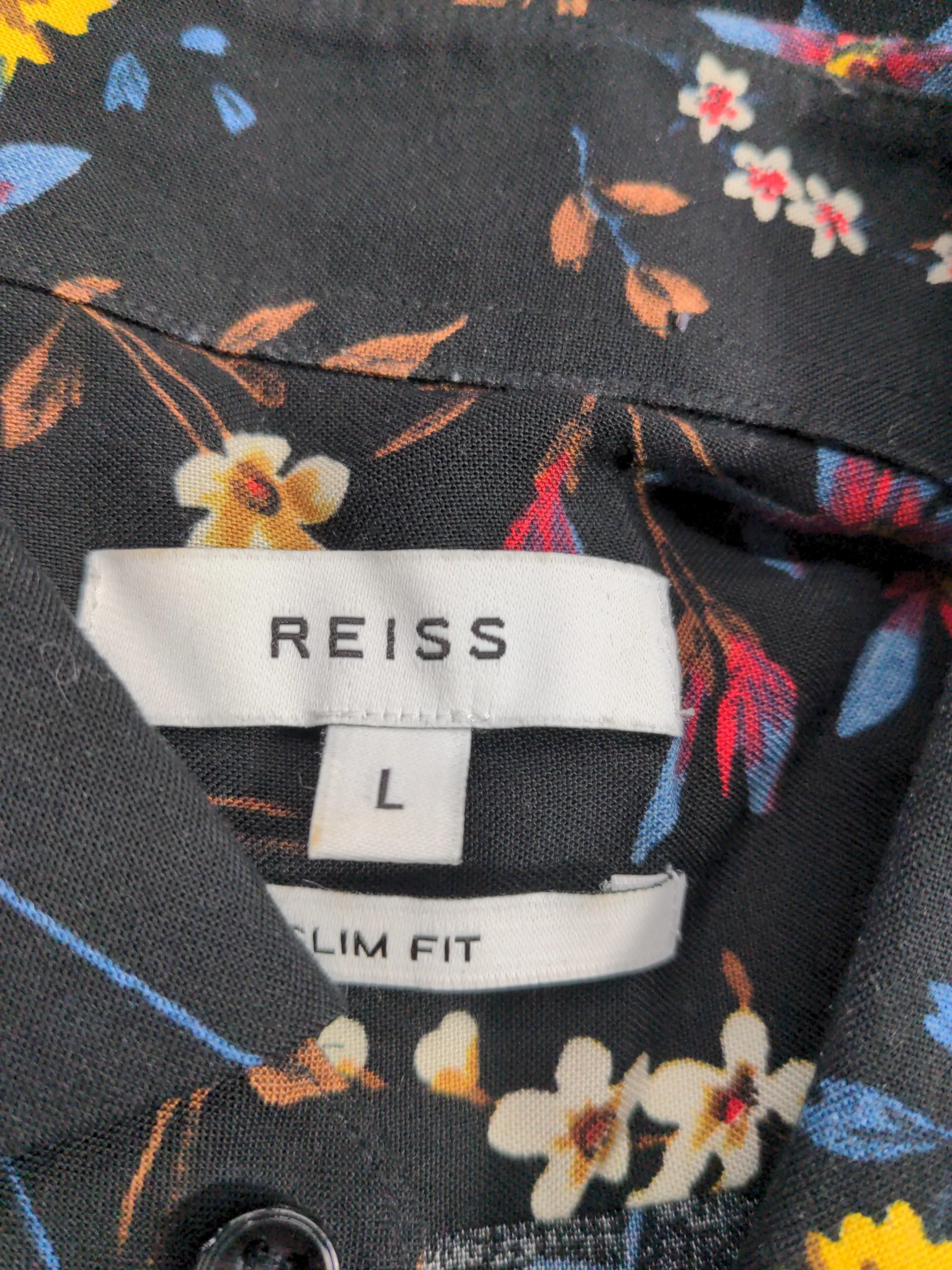 Reiss Men's Shirt L Black Floral 100% Viscose Basic - Image 5