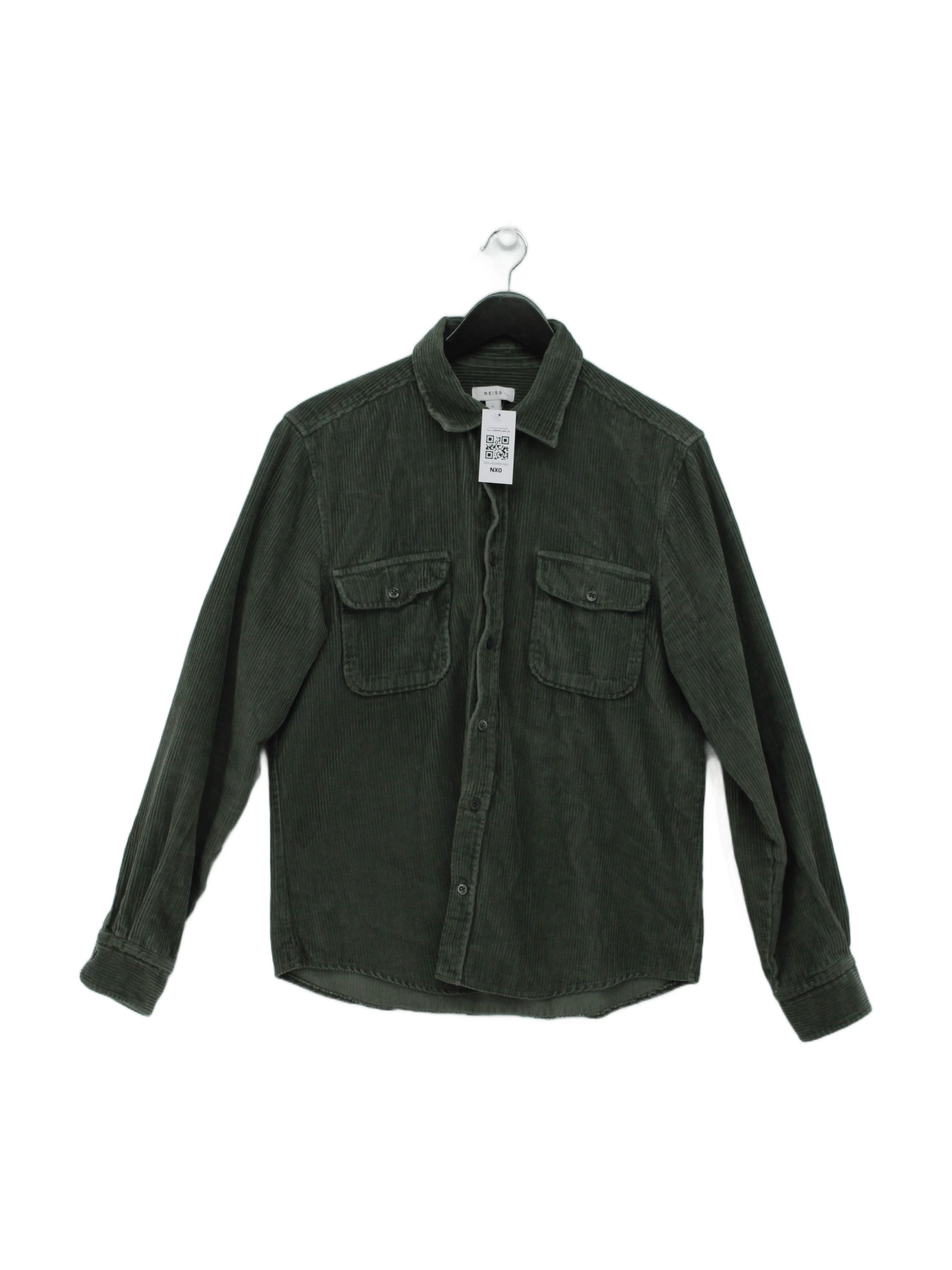 Reiss Men's Shirt L Green 100% Cotton Basic