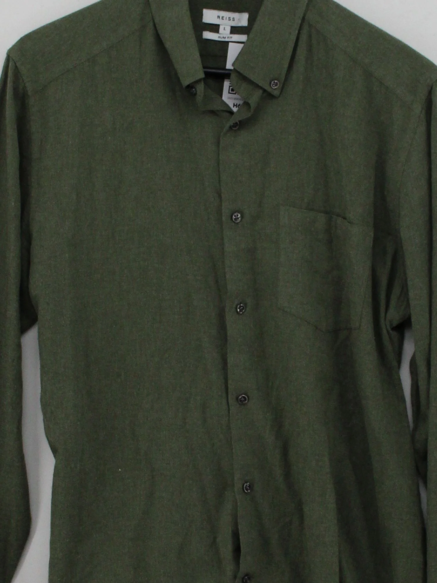 Reiss Men's Shirt L Green Cotton with Polyester Basic - Image 3