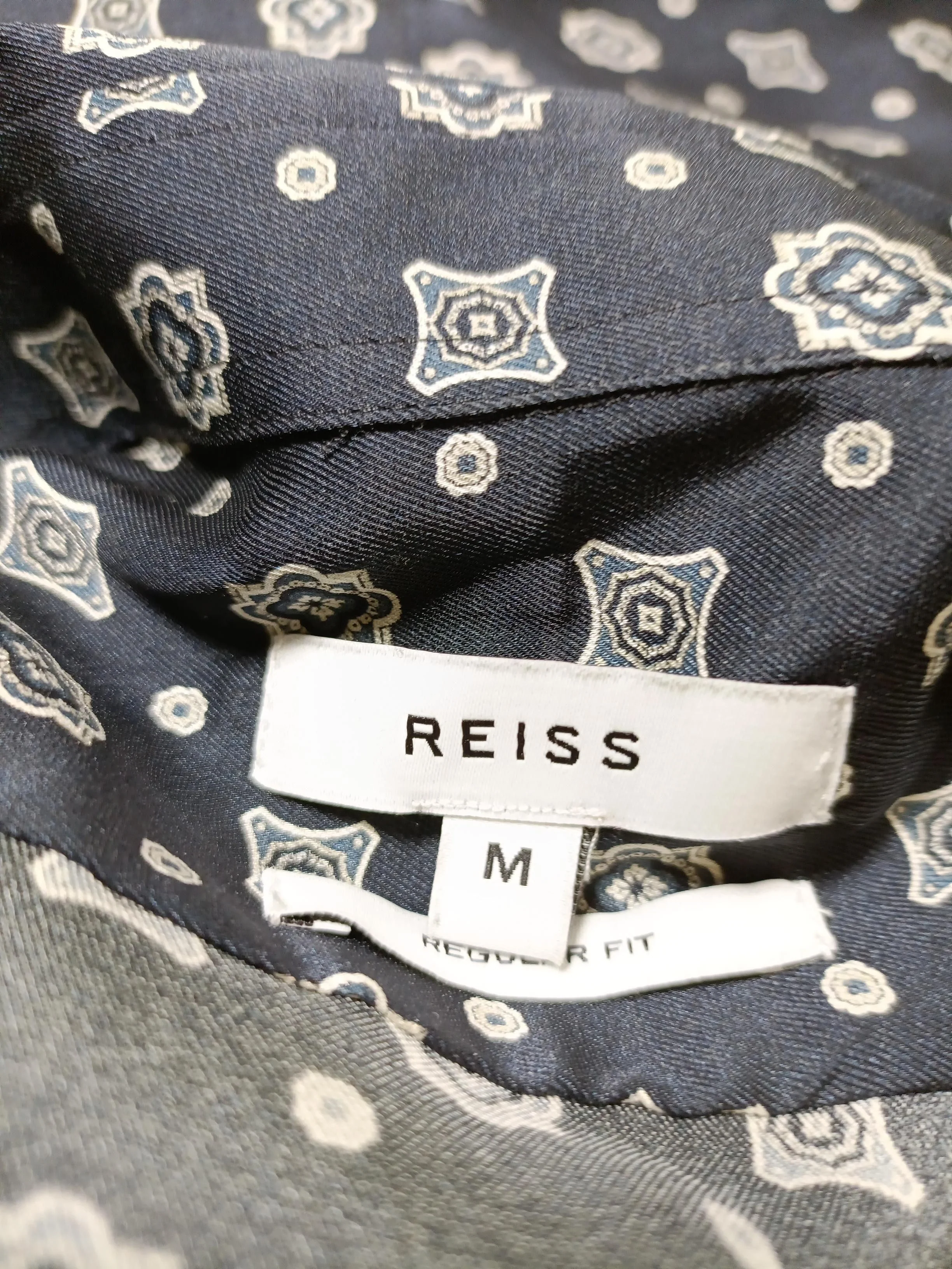Reiss Men's Shirt M Blue Geometric 100% Polyester Basic - Image 6