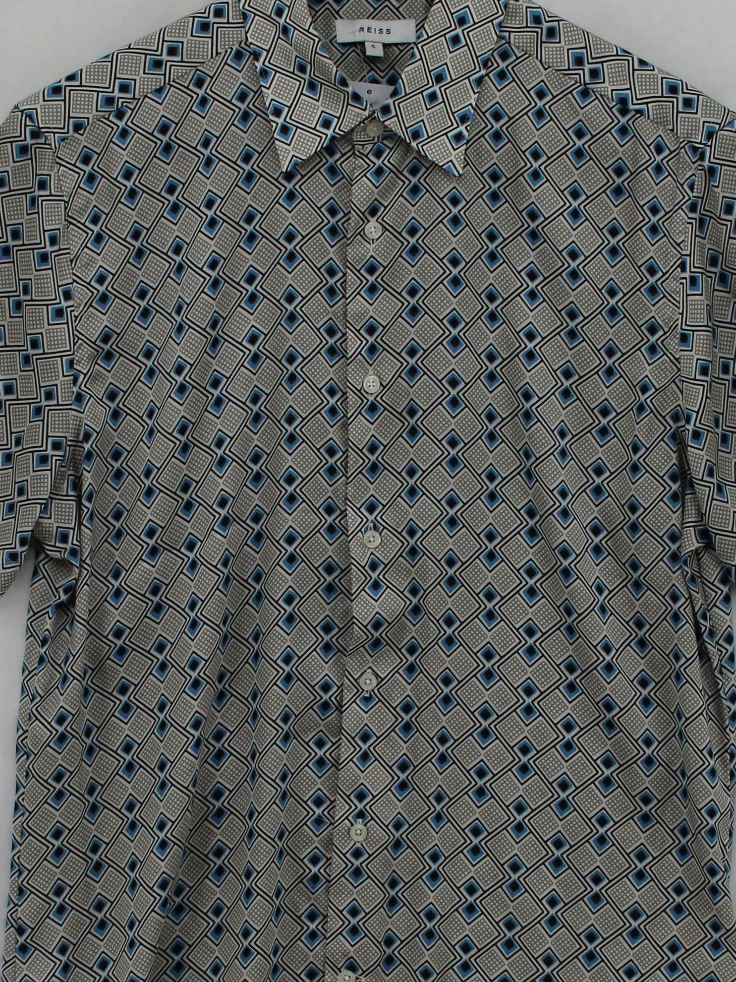 Reiss Men's Shirt S Multi Geometric 100% Polyester Basic - Image 3