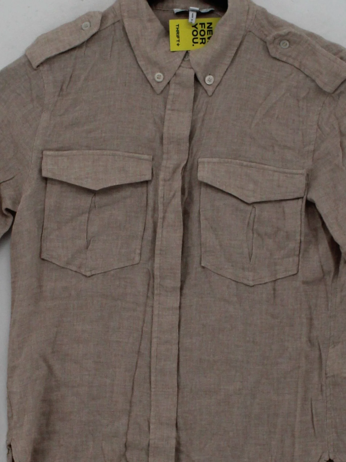 Reiss Men's Shirt S Tan Cotton with Viscose Basic - Image 3