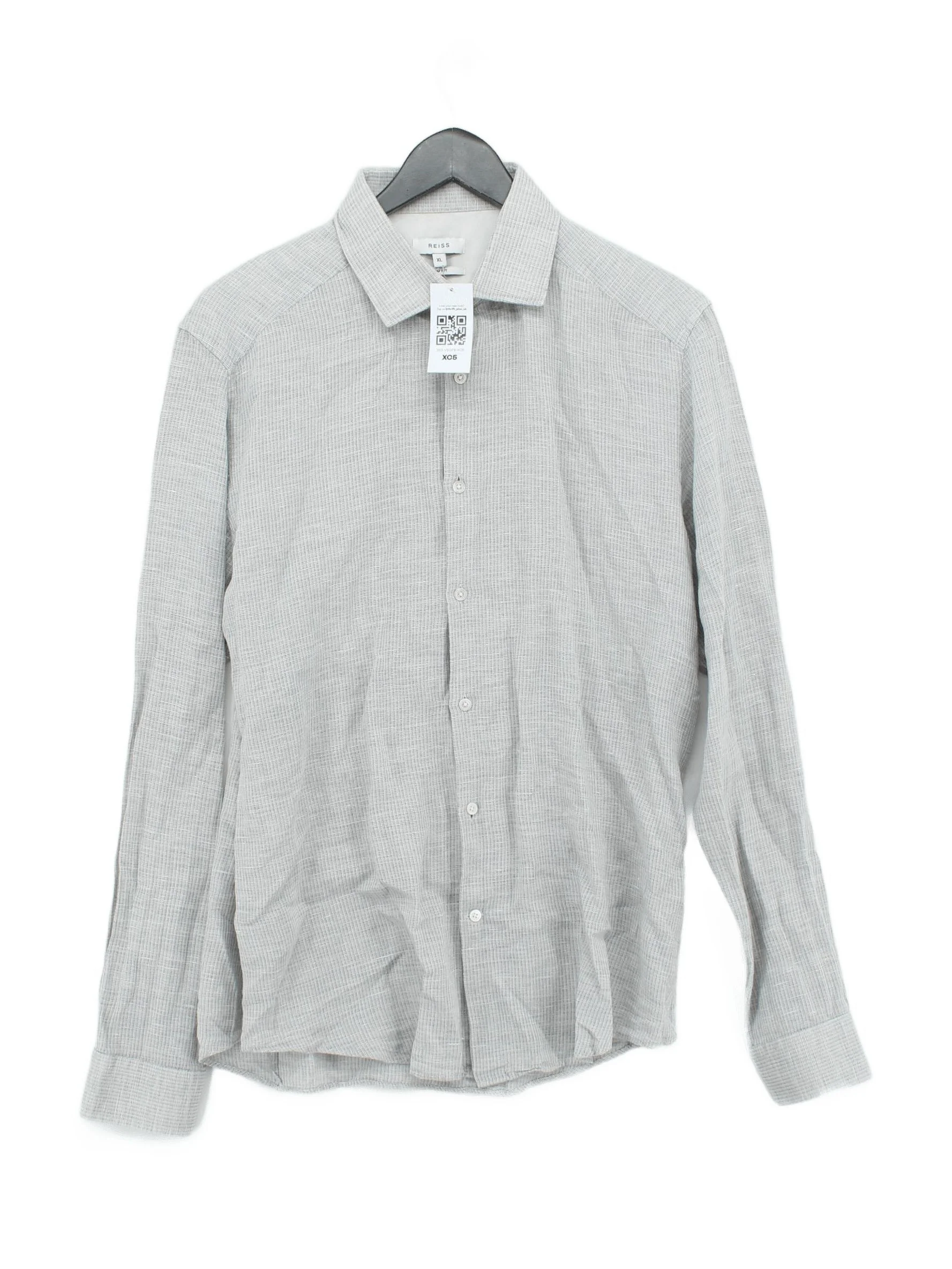 Reiss Men's Shirt XL Grey Cotton with Linen Basic