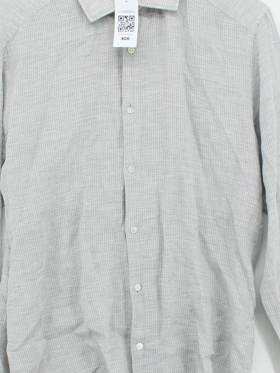 Reiss Men's Shirt XL Grey Cotton with Linen Basic - Image 3