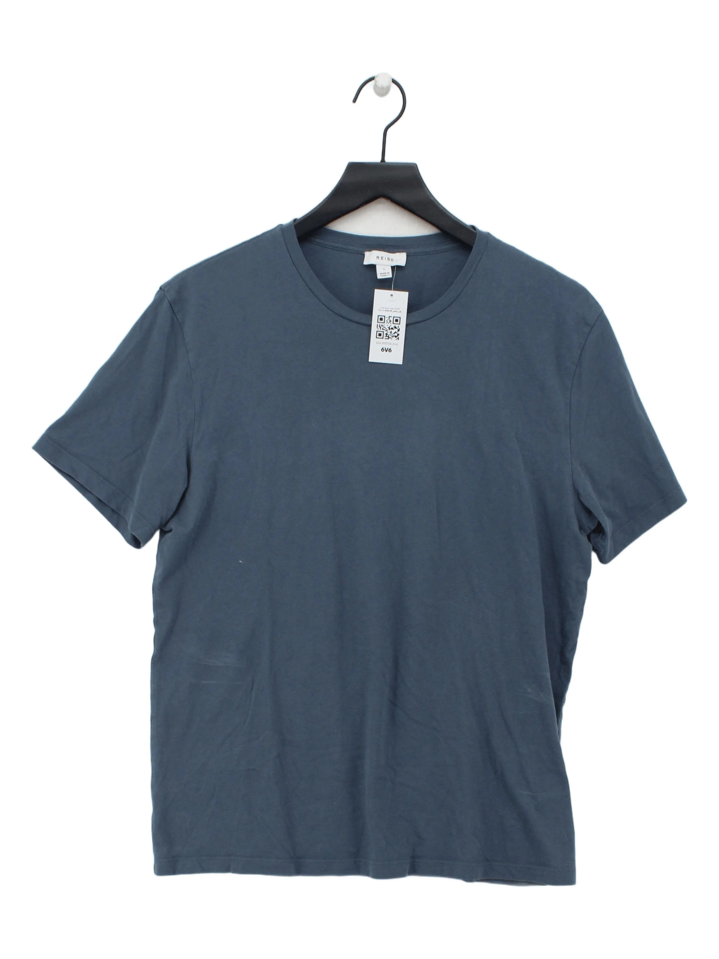 Reiss Men's T-Shirt L Blue 100% Cotton Basic