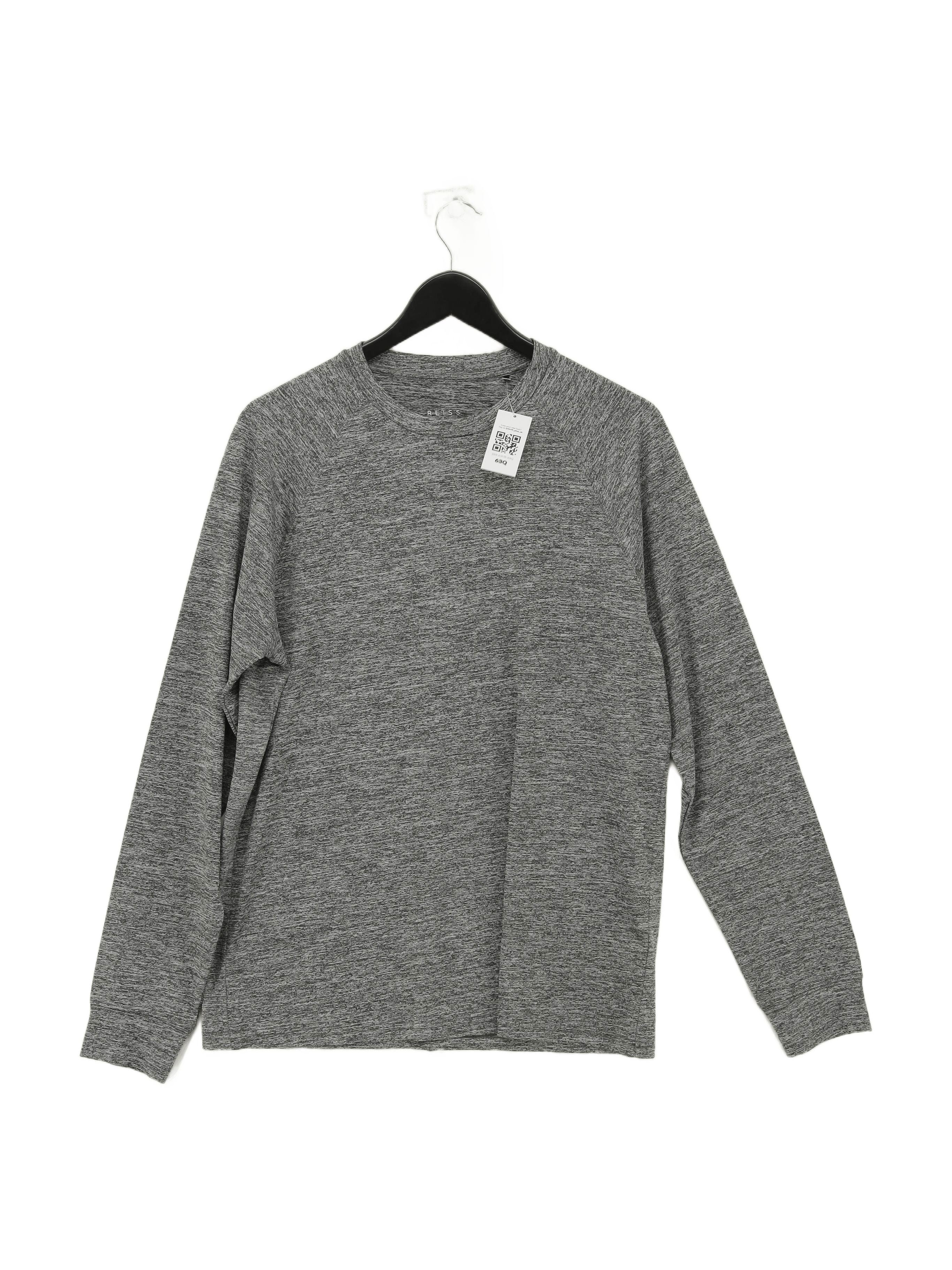 Reiss Men's T-Shirt L Grey Polyester with Viscose Basic