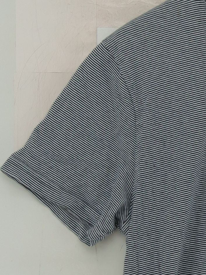 Reiss Men's T-Shirt L Grey Striped 100% Cotton Basic - Image 4