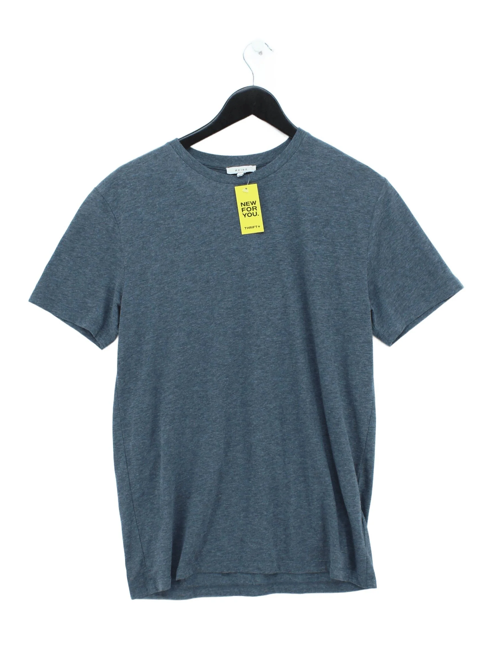 Reiss Men's T-Shirt M Blue Polyester with Cotton Basic