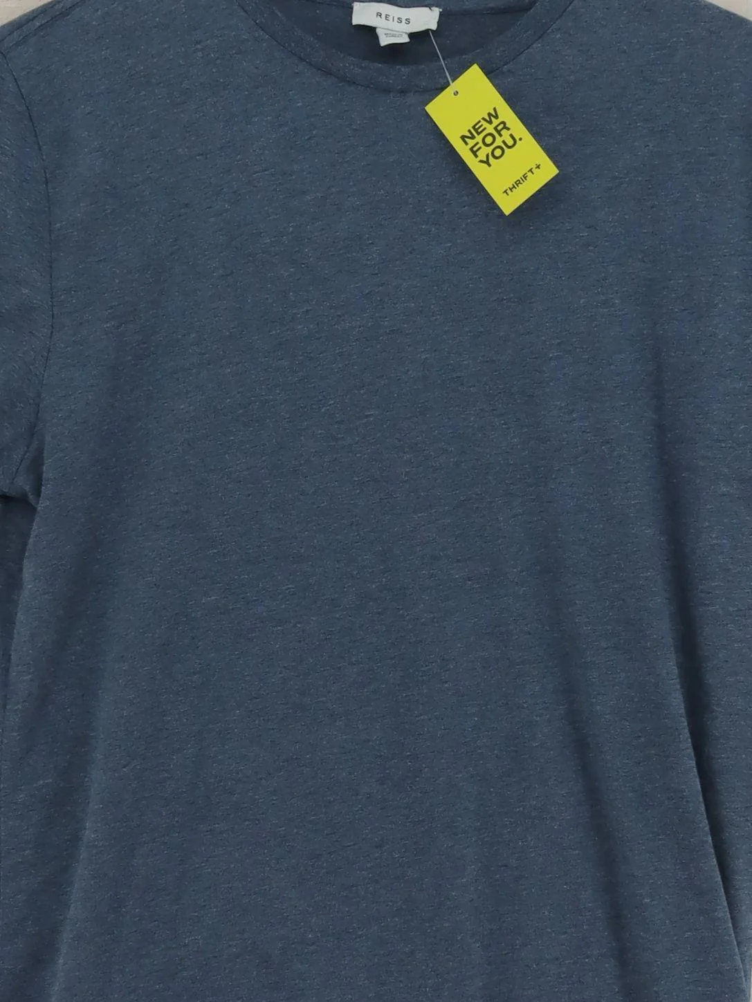 Reiss Men's T-Shirt M Blue Polyester with Cotton Basic - Image 3