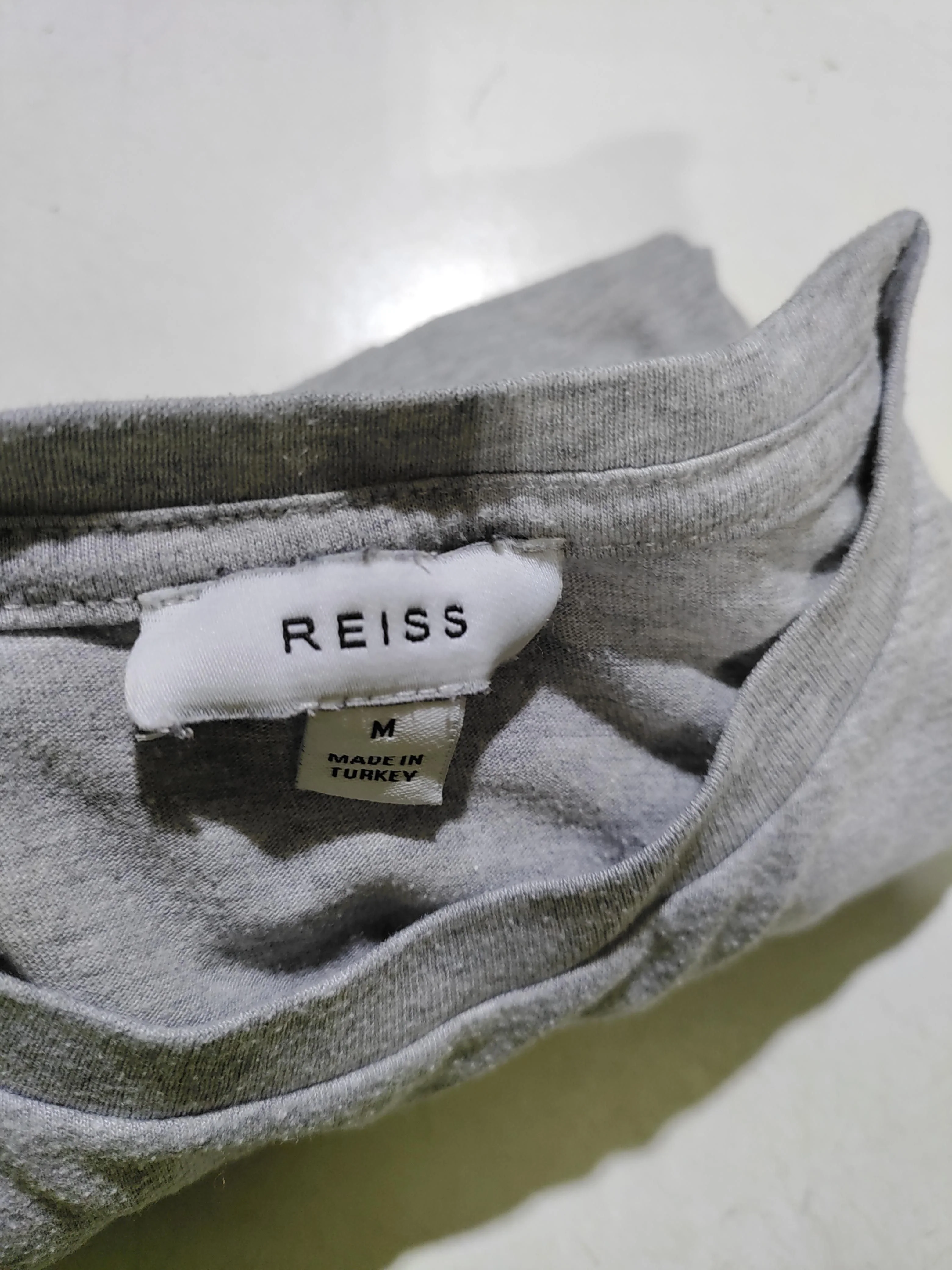 Reiss Men's T-Shirt M Grey Cotton with Polyester Basic - Image 5