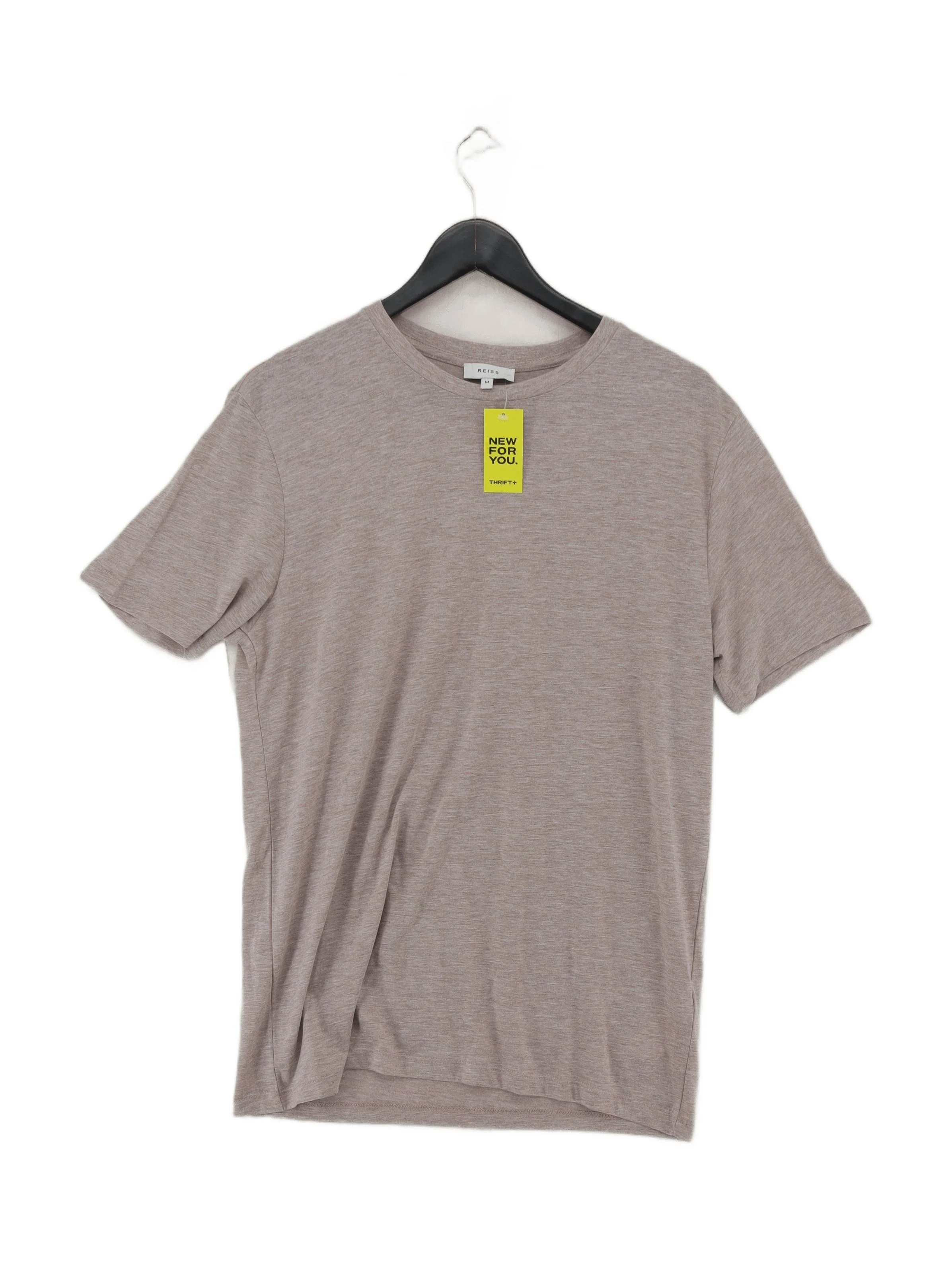 Reiss Men's T-Shirt M Tan Cotton with Polyester Basic