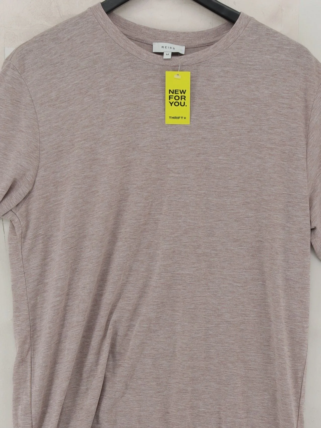 Reiss Men's T-Shirt M Tan Cotton with Polyester Basic - Image 3