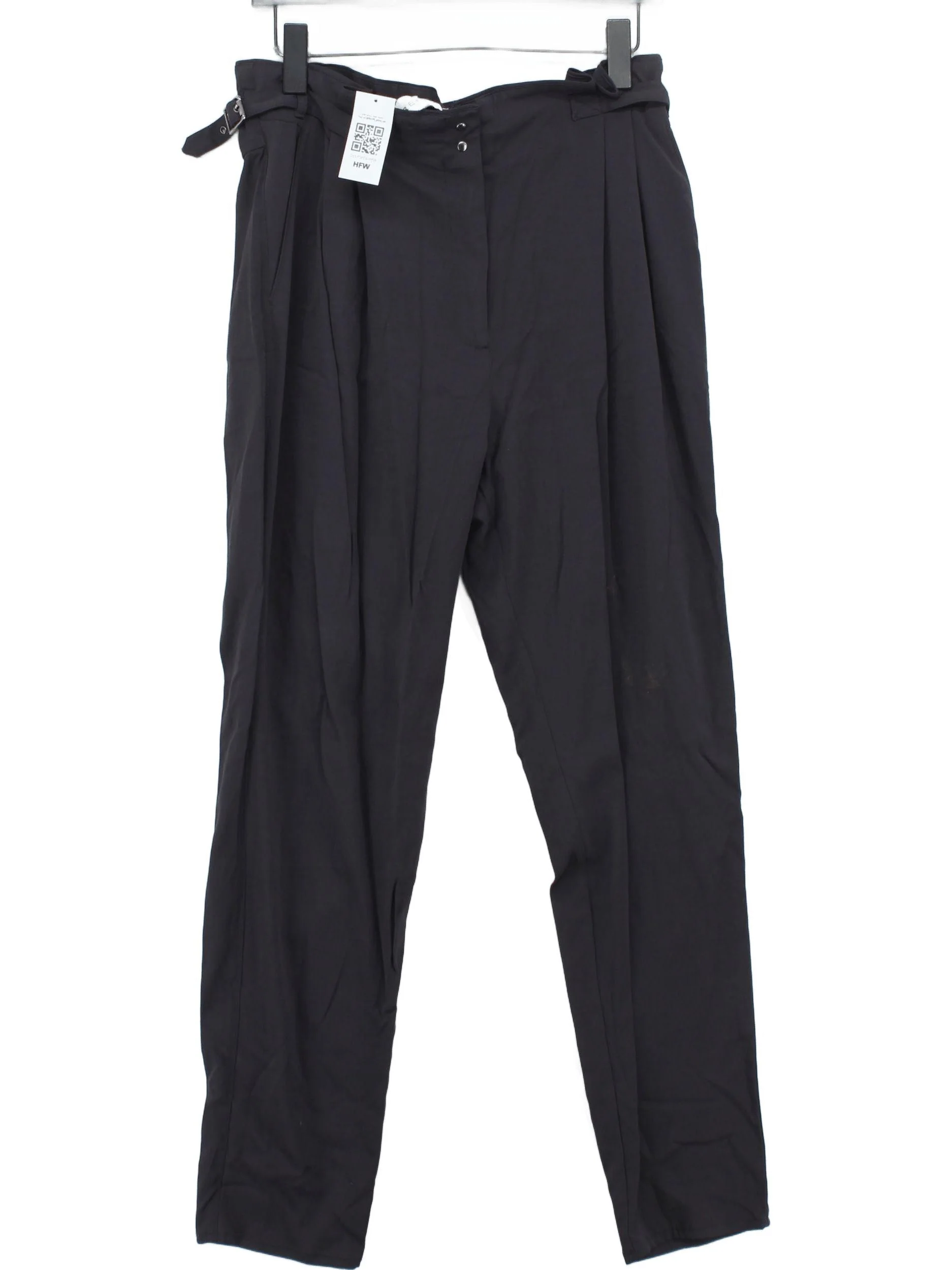 Reiss Men's Trousers L Black Viscose with Wool, Elastane Straight Chino