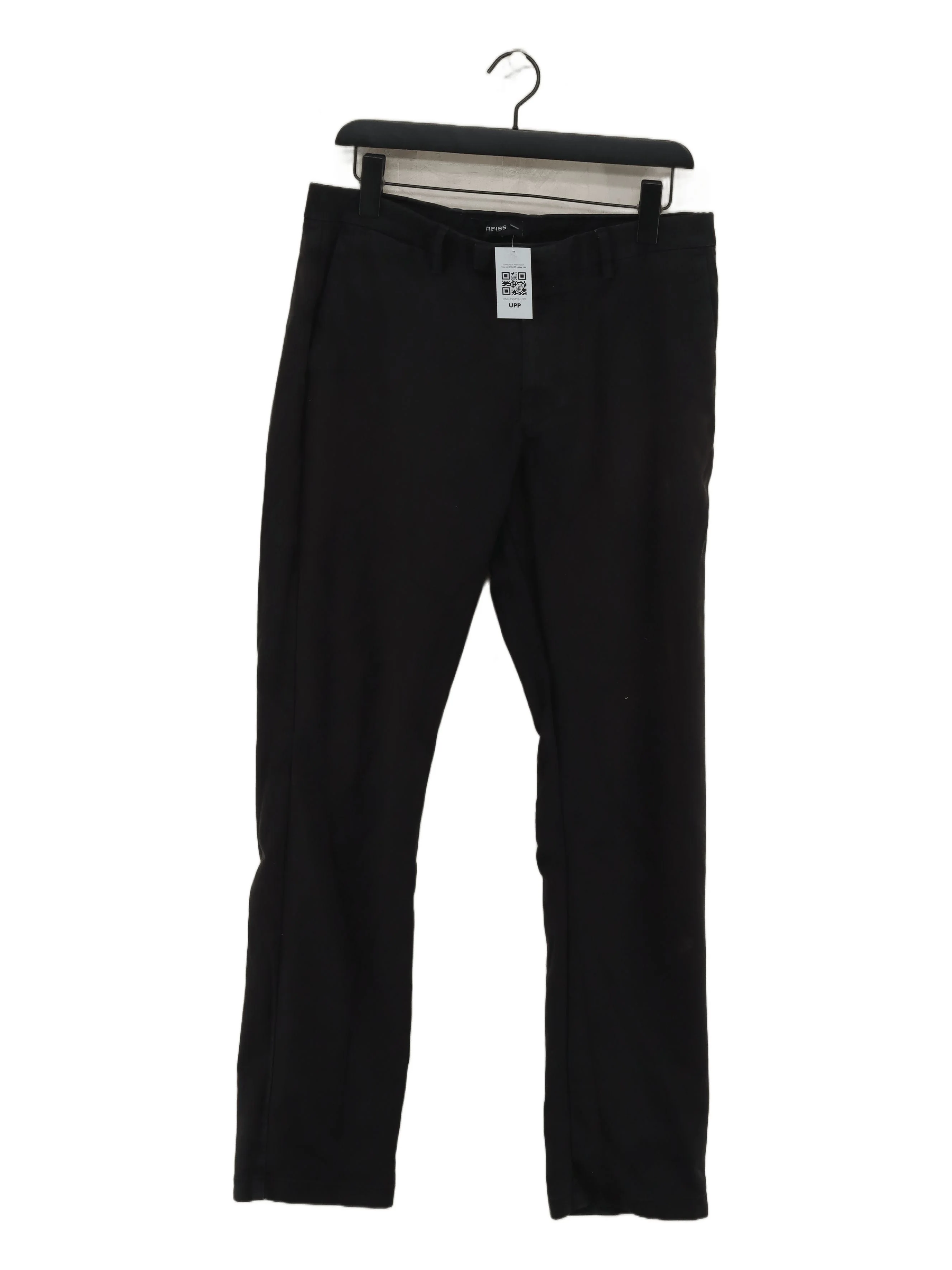 Reiss Men's Trousers W 32 in Black Cotton with Elastane Straight Chino