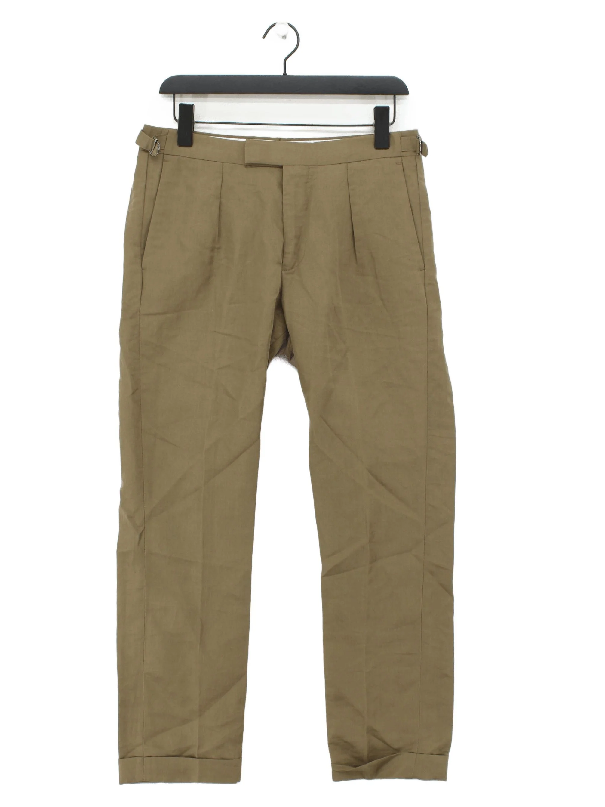 Reiss Men's Trousers W 34 in Tan Lyocell Modal with Linen, Polyester Chino