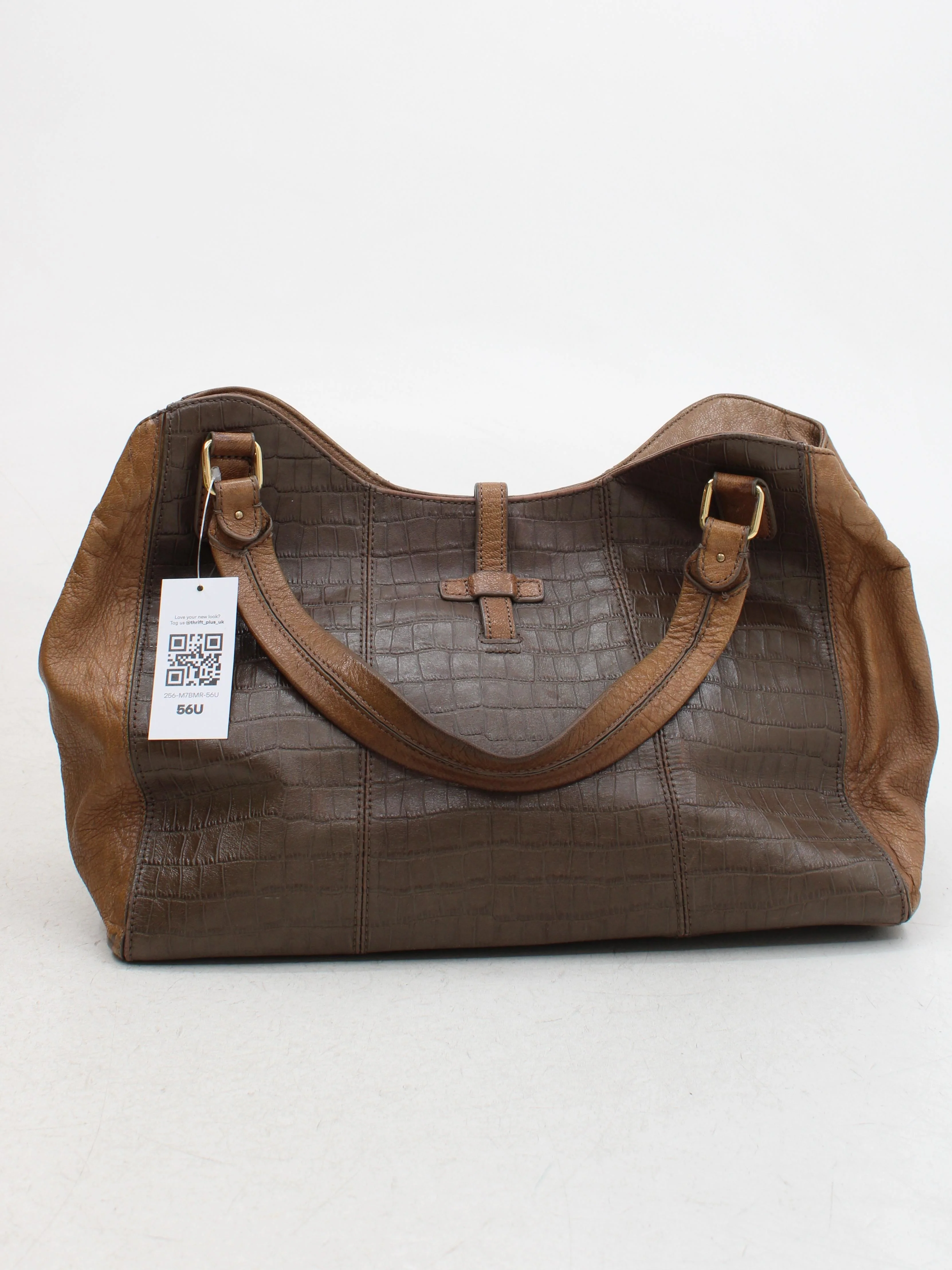 Reiss Women's Bag Brown Animal Print Leather with Cotton Shoulder Bag - Image 2