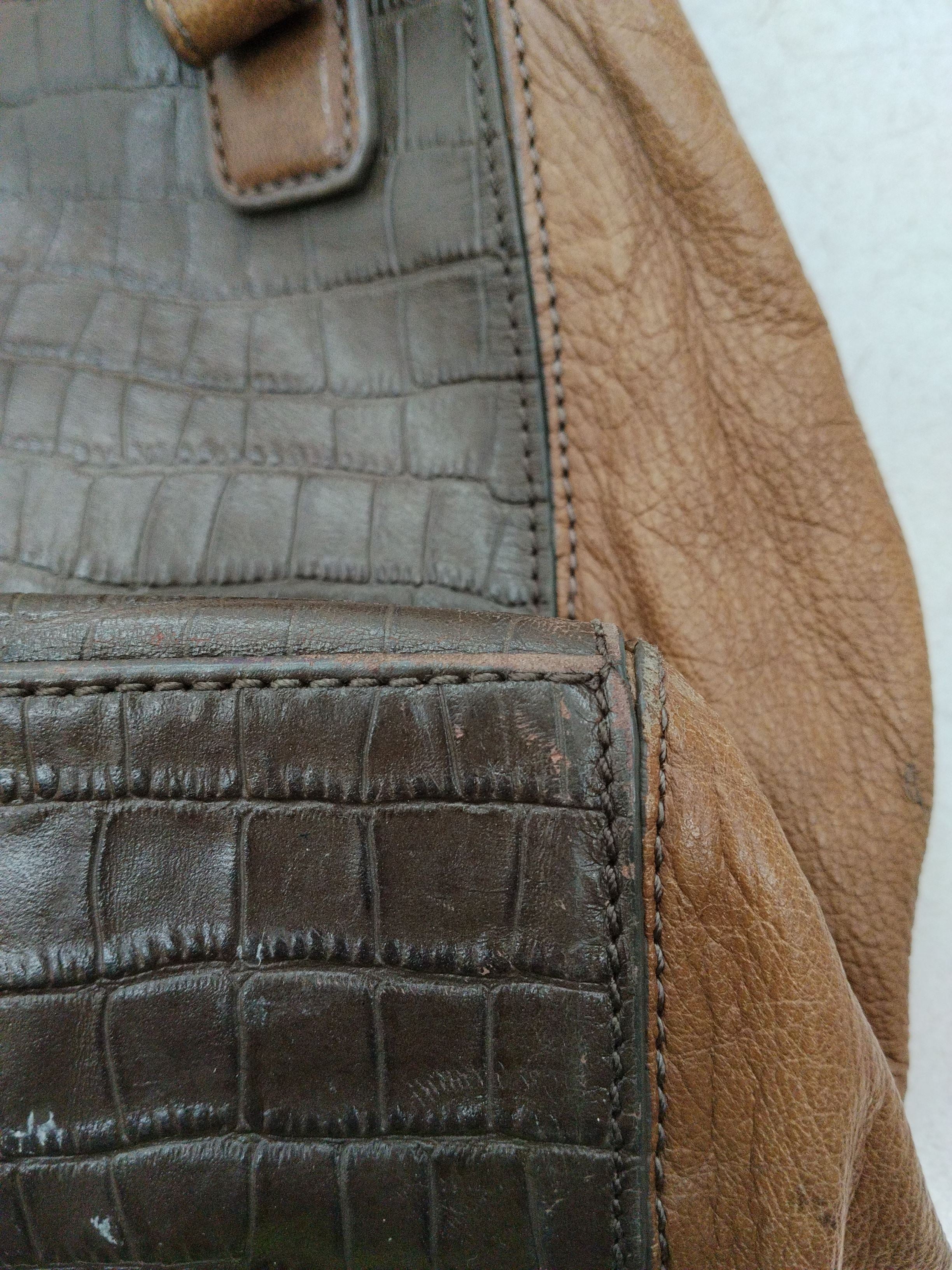 Reiss Women's Bag Brown Animal Print Leather with Cotton Shoulder Bag - Image 5