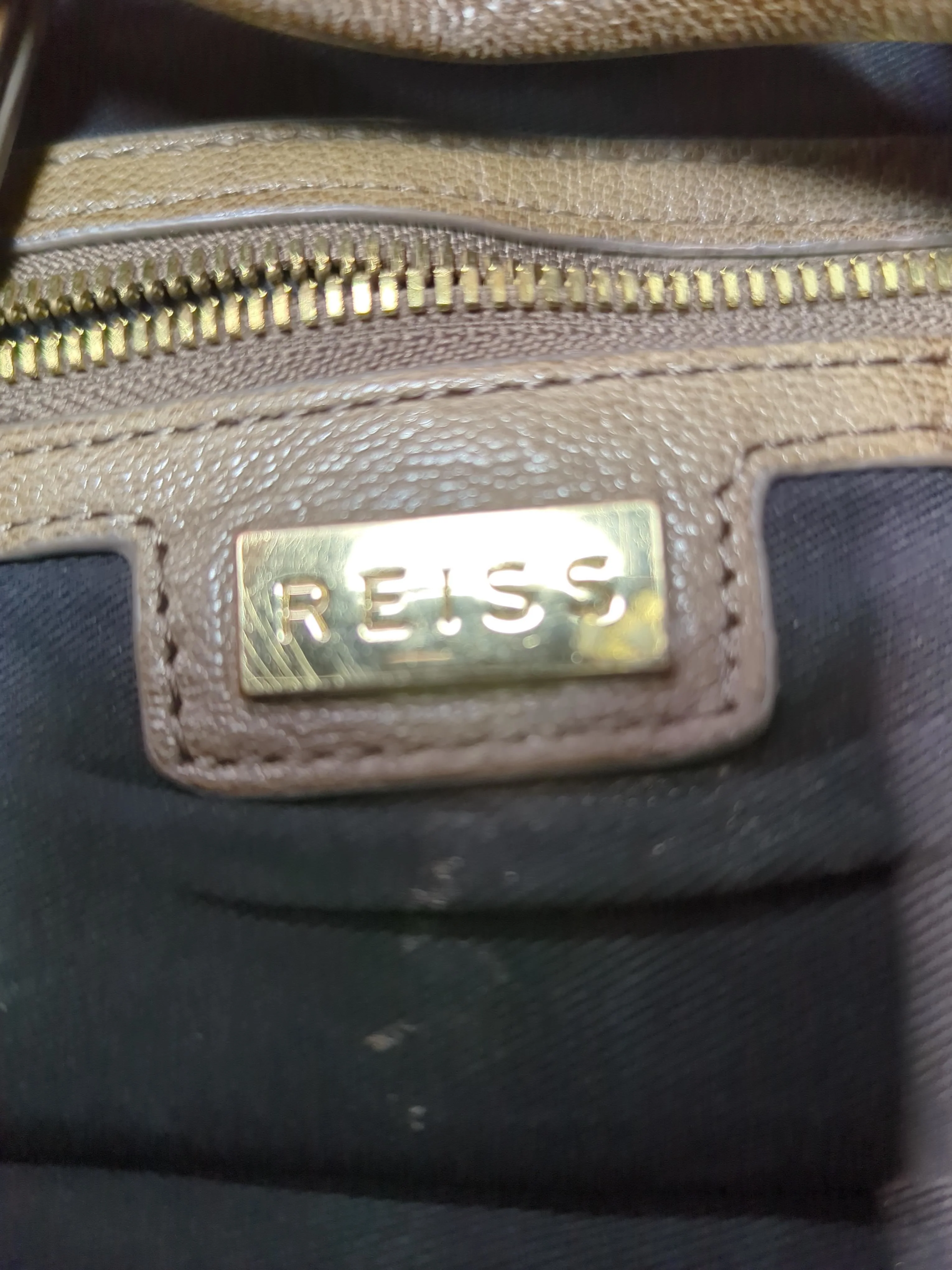 Reiss Women's Bag Brown Animal Print Leather with Cotton Shoulder Bag - Image 7