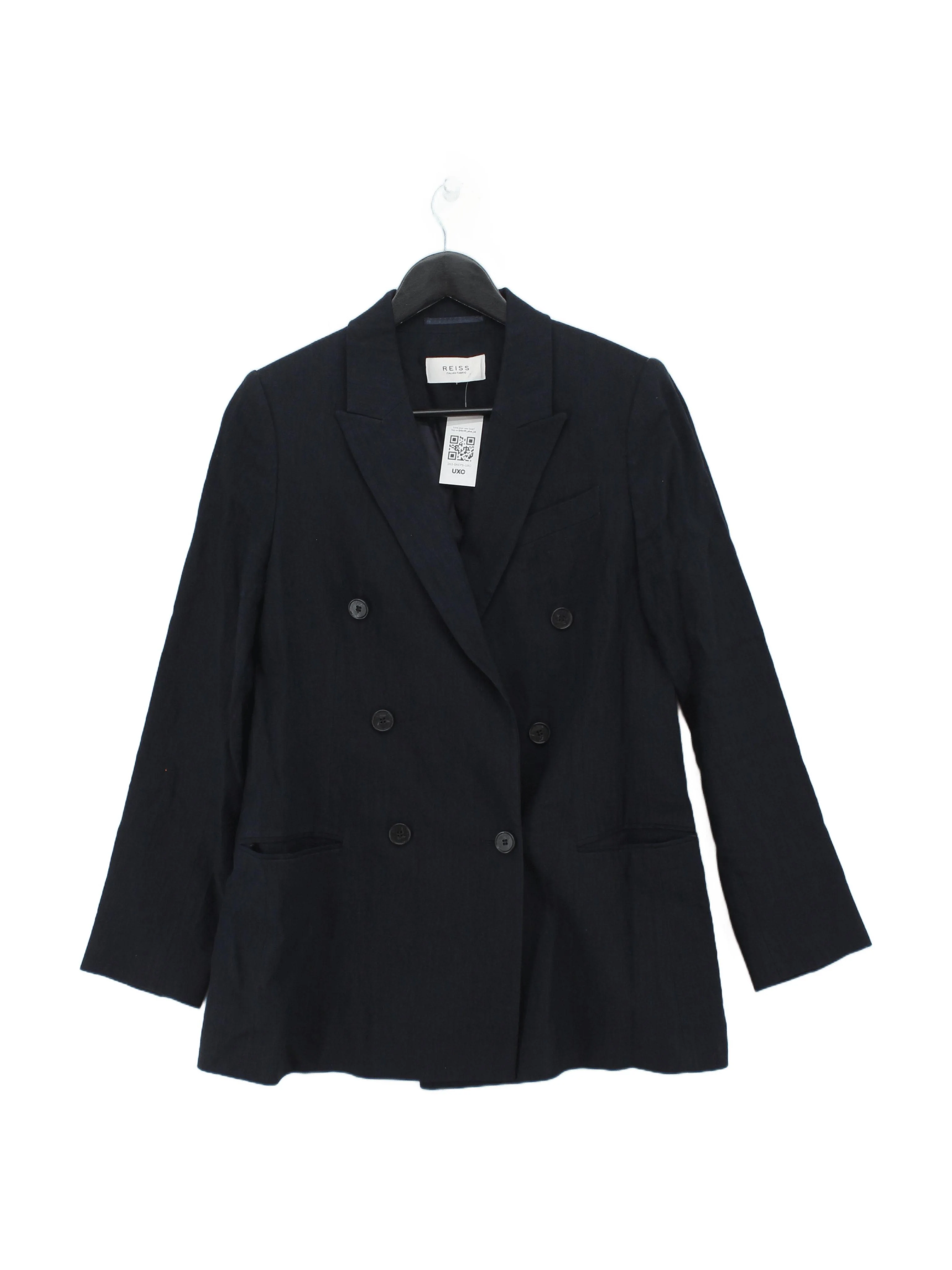 Reiss Women's Blazer Chest: 38 in Blue Linen with Viscose, Elastane Overcoat
