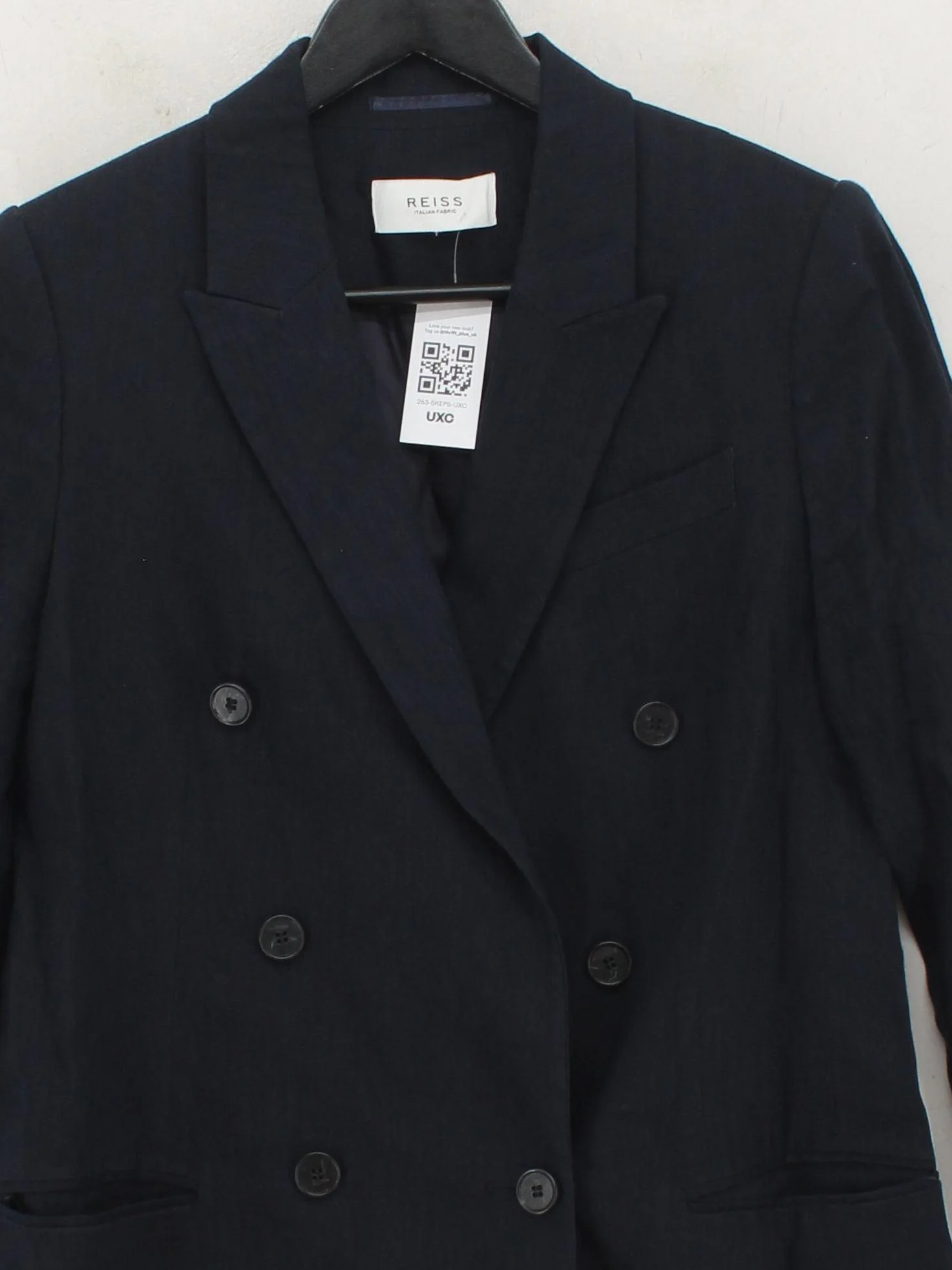 Reiss Women's Blazer Chest: 38 in Blue Linen with Viscose, Elastane Overcoat - Image 3