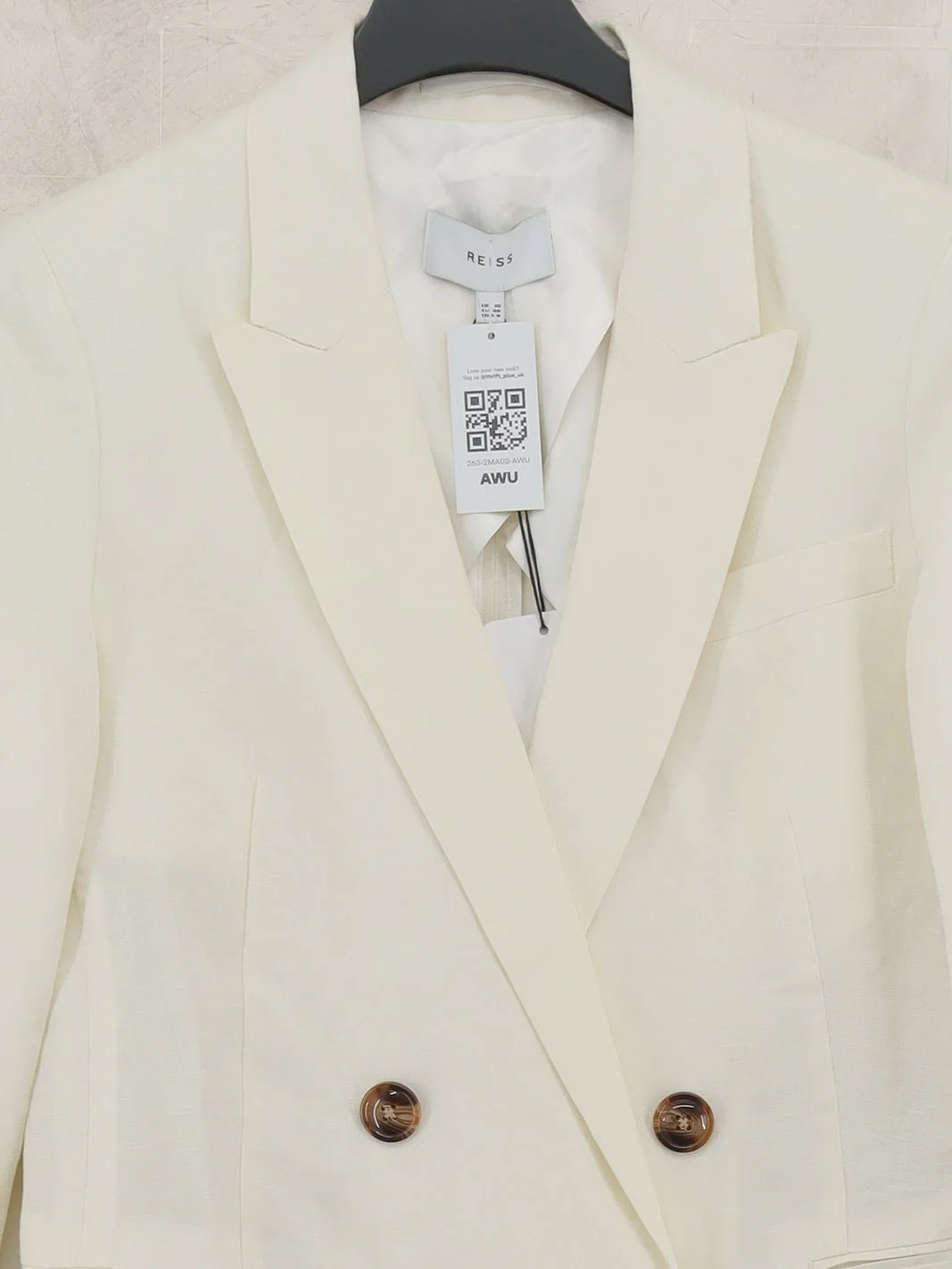 Reiss Women's Blazer UK 10 Cream 100% Other Overcoat - Image 3