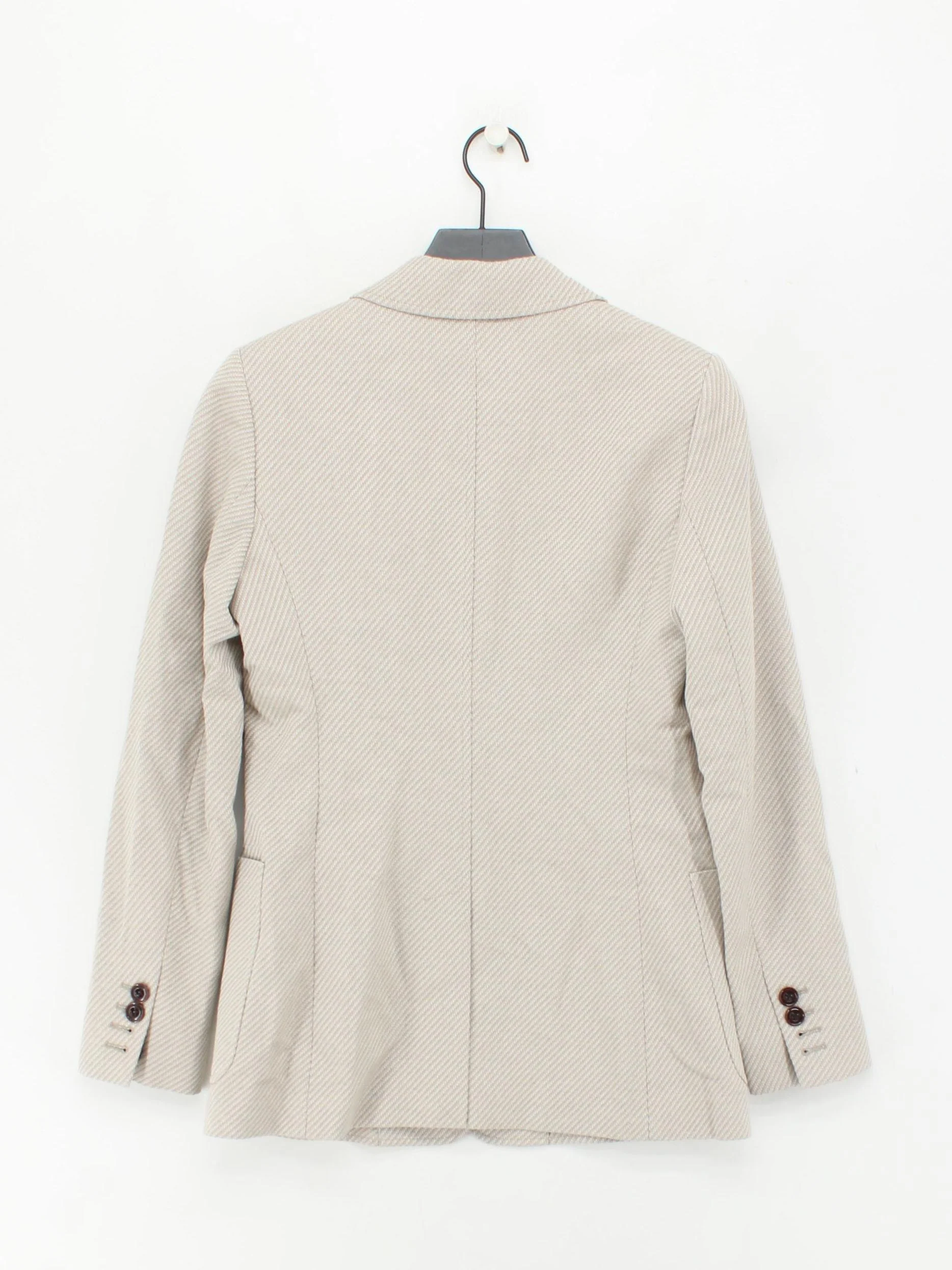 Reiss Women's Blazer UK 10 Cream Striped Cotton with Viscose Overcoat - Image 2