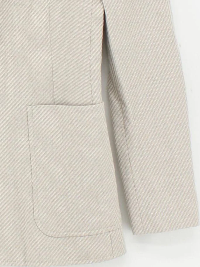 Reiss Women's Blazer UK 10 Cream Striped Cotton with Viscose Overcoat - Image 4