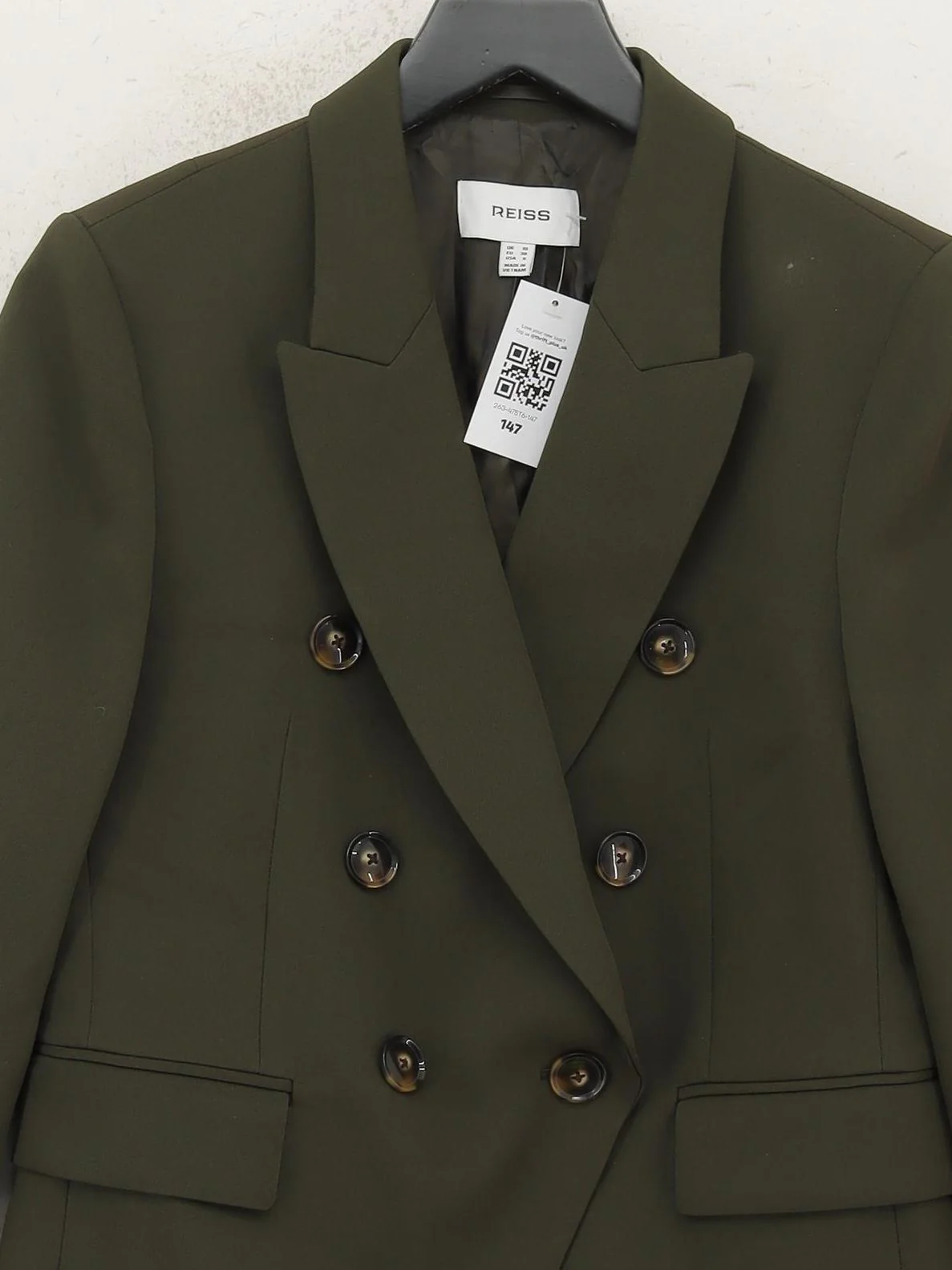 Reiss Women's Blazer UK 10 Green Polyester with Viscose Overcoat - Image 3