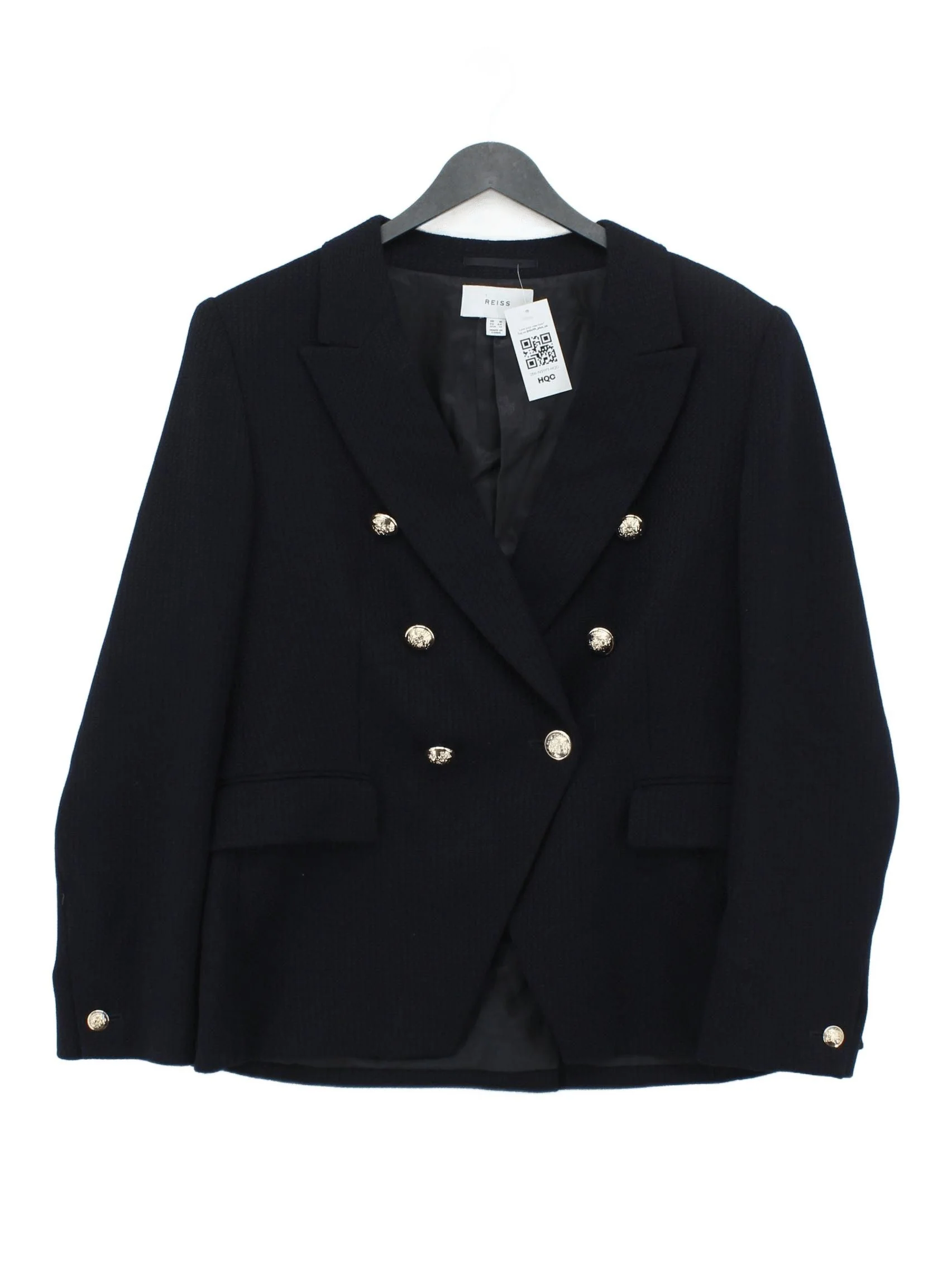 Reiss Women's Blazer UK 16 Blue Wool with Polyester, Viscose Overcoat