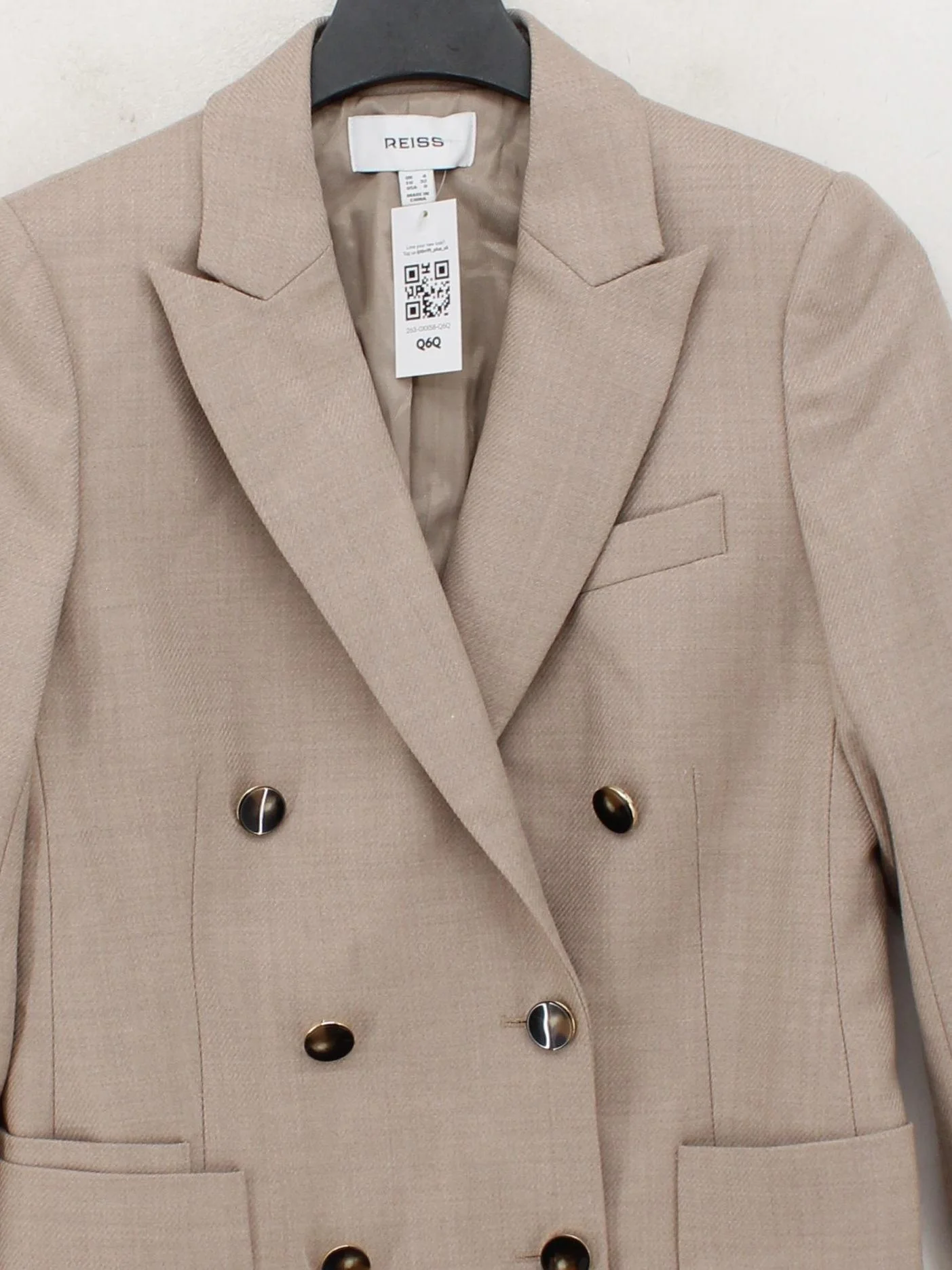 Reiss Women's Blazer UK 4 Tan Wool with Polyester, Viscose Overcoat - Image 3