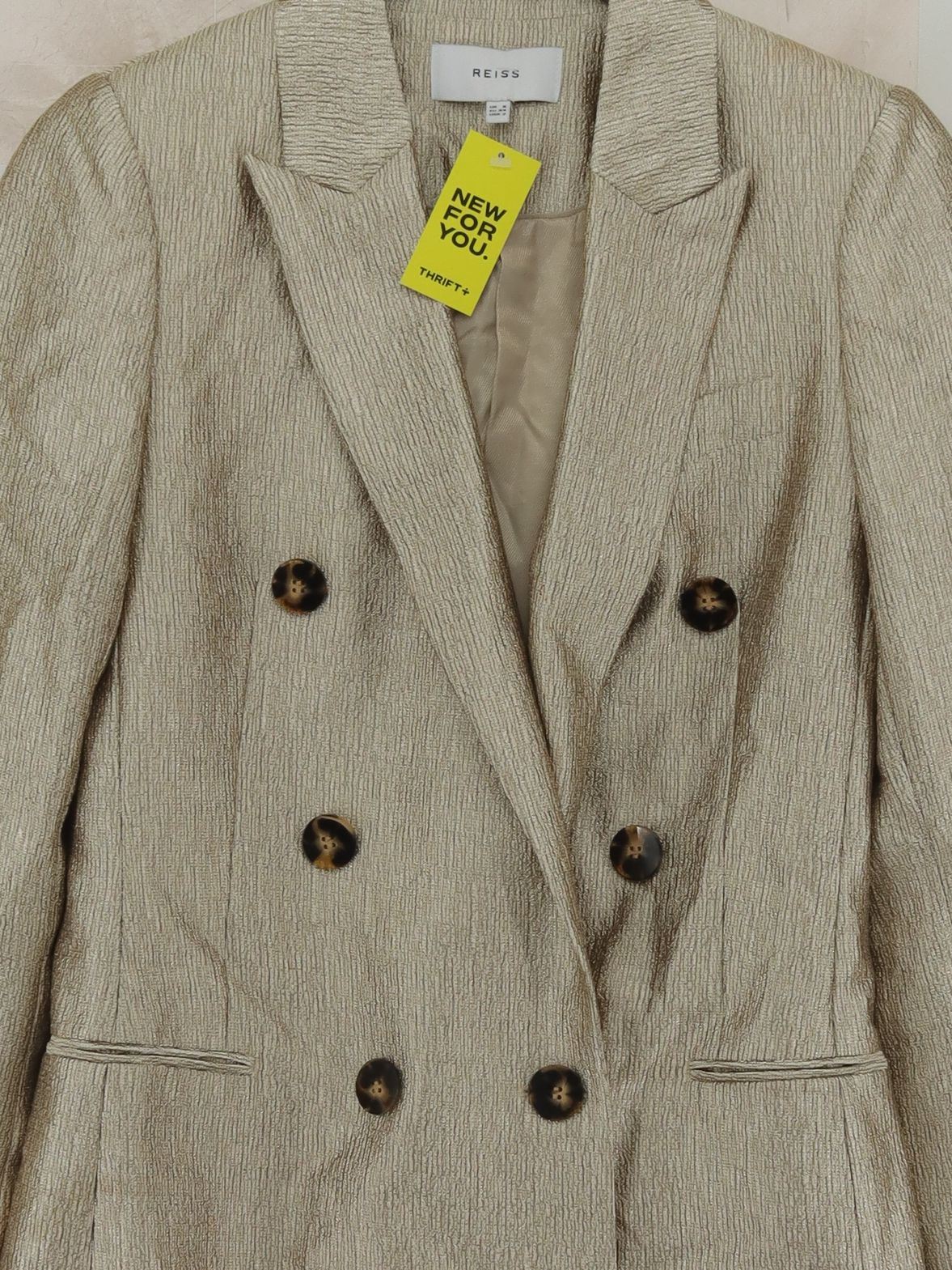 Reiss Women's Blazer UK 6 Cream Polyester with Viscose, Elastane Overcoat - Image 3