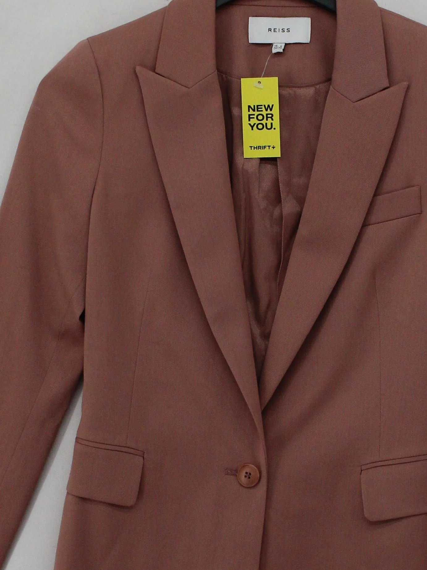 Reiss Women's Blazer UK 6 Tan Polyester with Viscose, Elastane Overcoat - Image 3