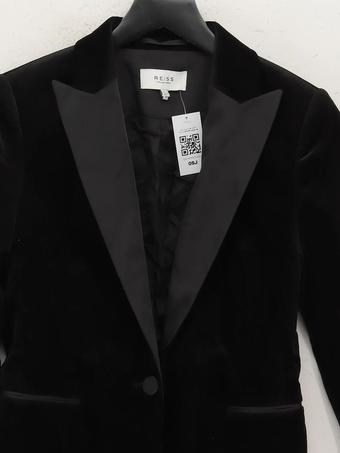 Reiss Women's Blazer UK 8 Black Cotton with Viscose, Elastane Overcoat - Image 3