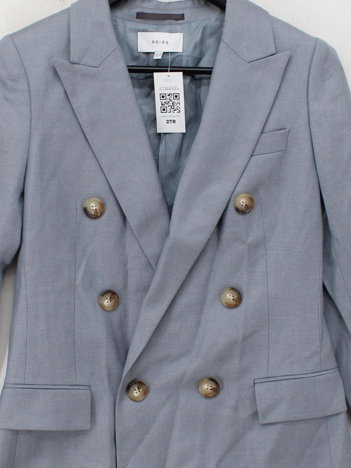 Reiss Women's Blazer UK 8 Blue Wool with Viscose, Linen, Polyester Overcoat - Image 3