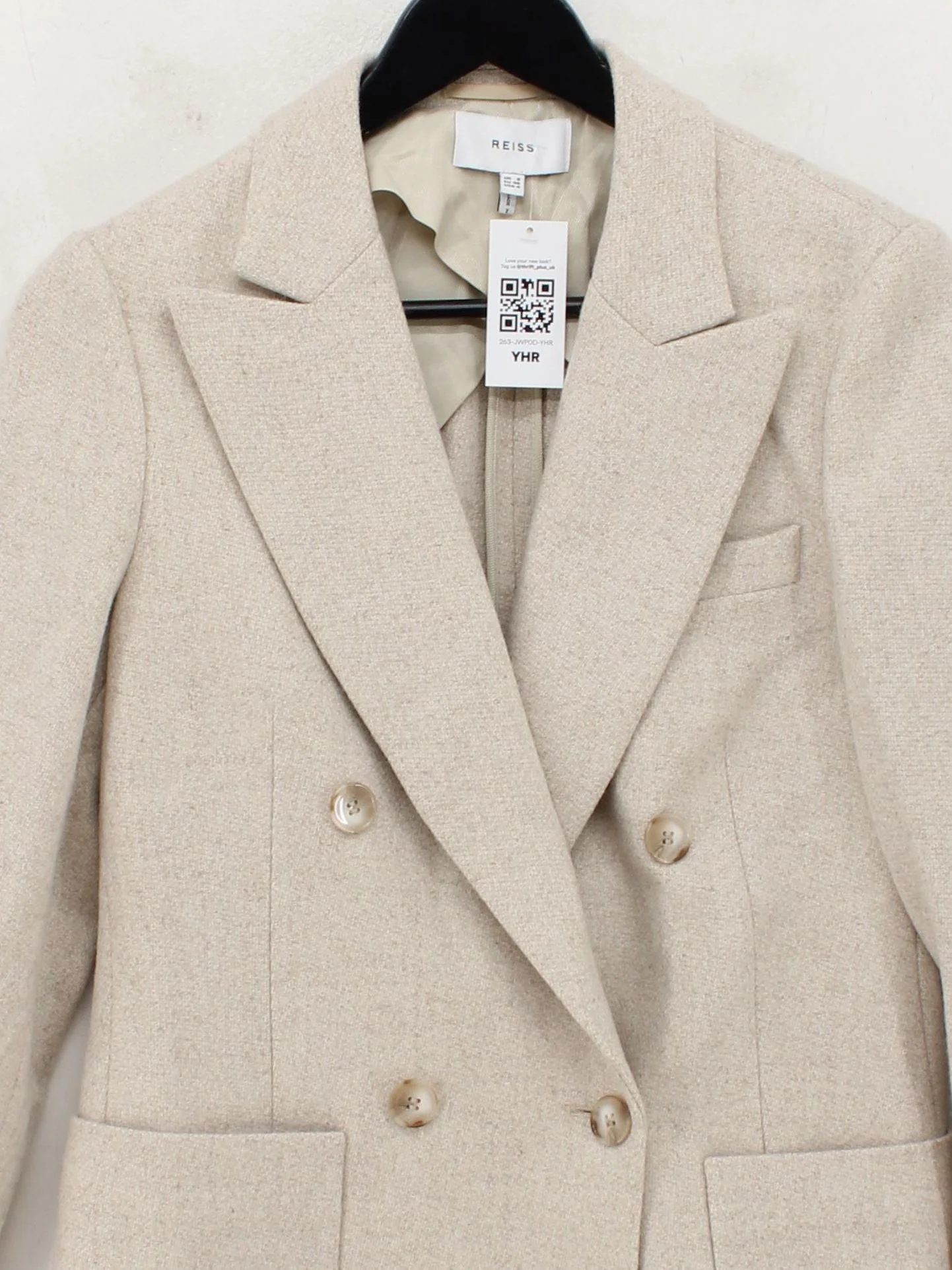 Reiss Women's Blazer UK 8 Cream Wool - Image 3