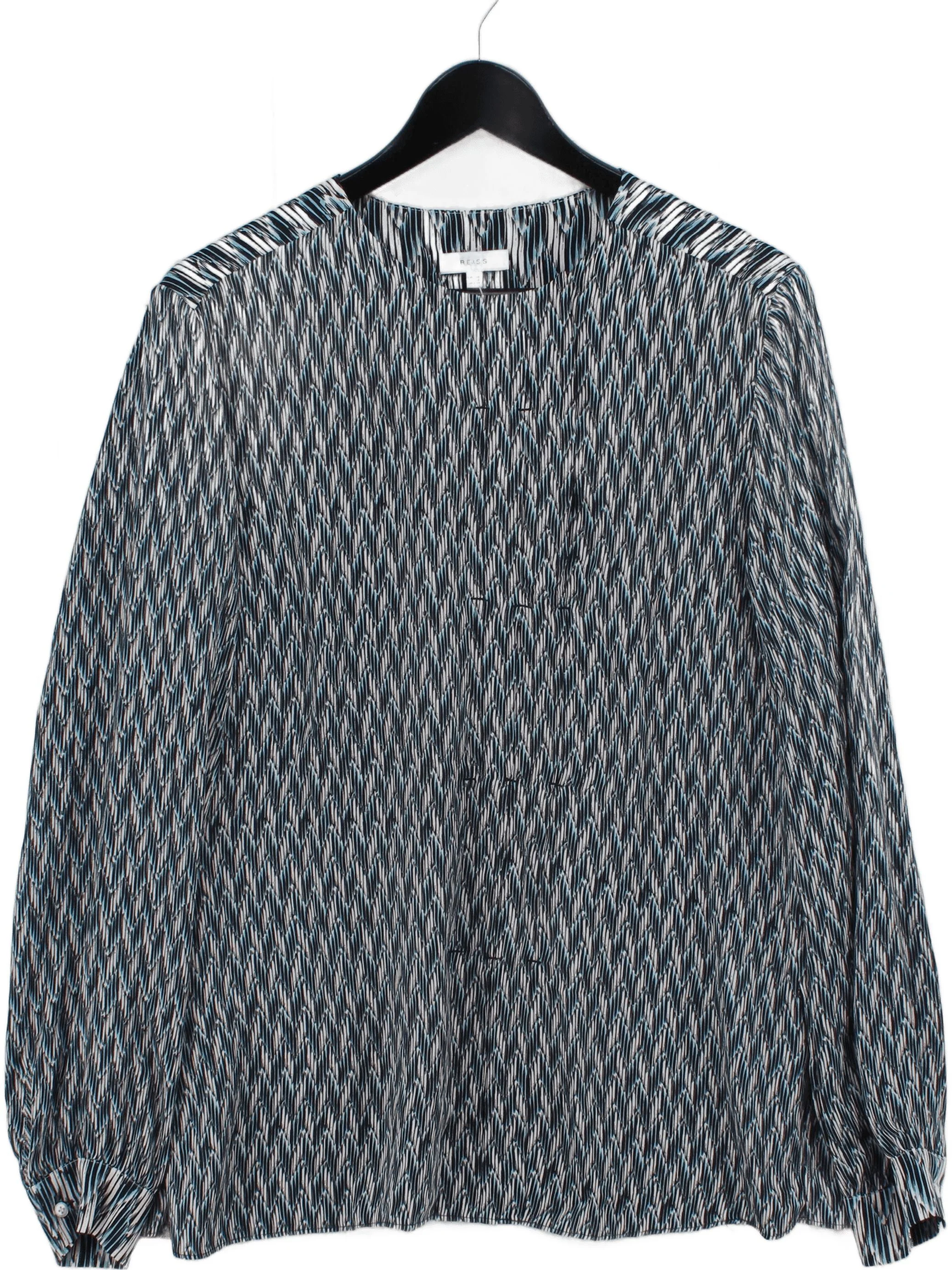 Reiss Women's Blouse L Multi 100% Other Long Sleeve Crew Neck Basic