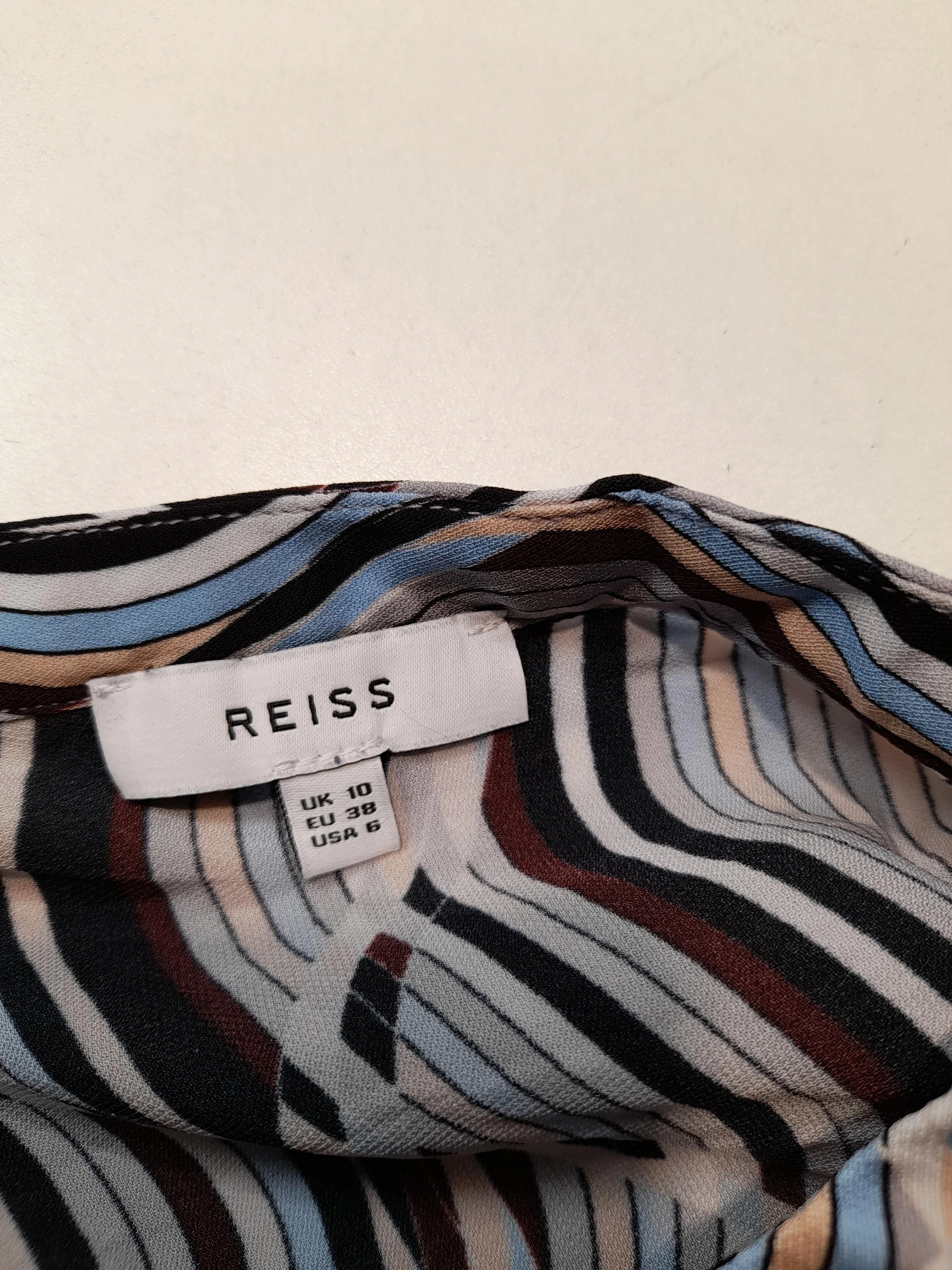 Reiss Women's Blouse UK 10 Multi 100% Viscose Long Sleeve Mock Neck Basic - Image 5