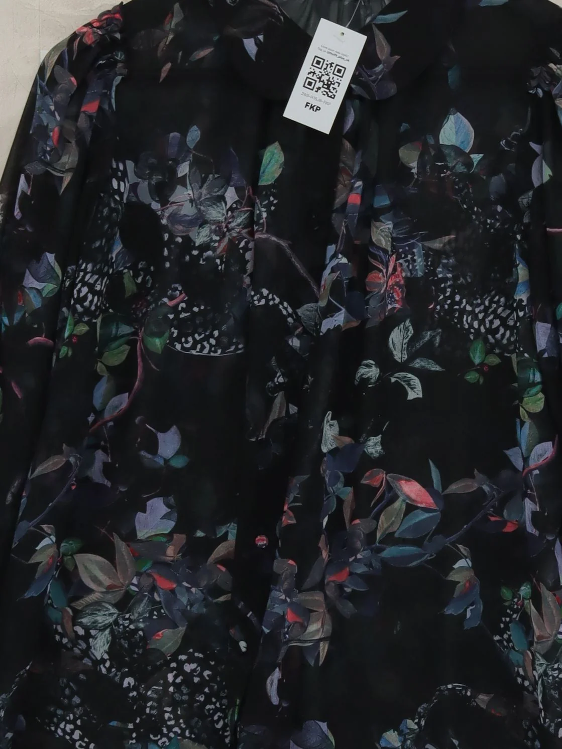 Reiss Women's Blouse UK 12 Black Floral 100% Other Long Sleeve Collared Basic - Image 3