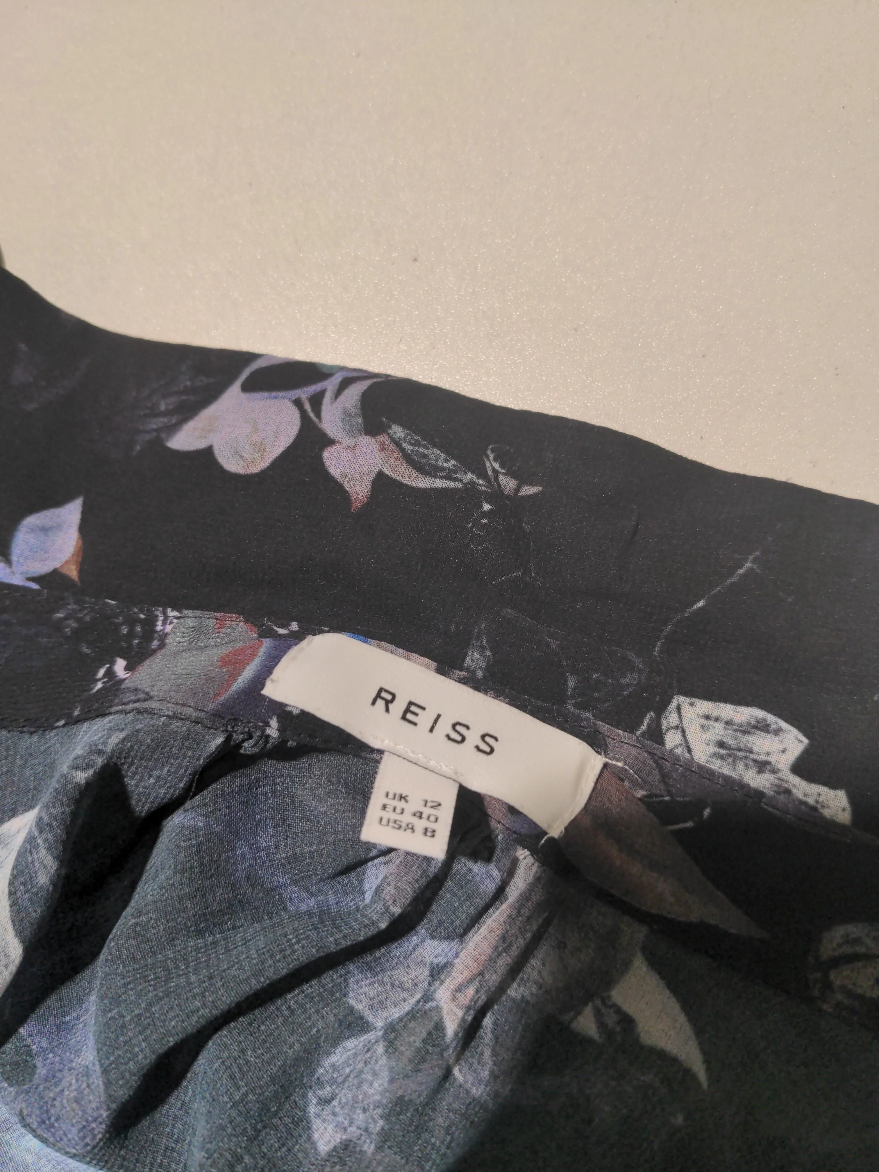 Reiss Women's Blouse UK 12 Black Floral 100% Other Long Sleeve Collared Basic - Image 5