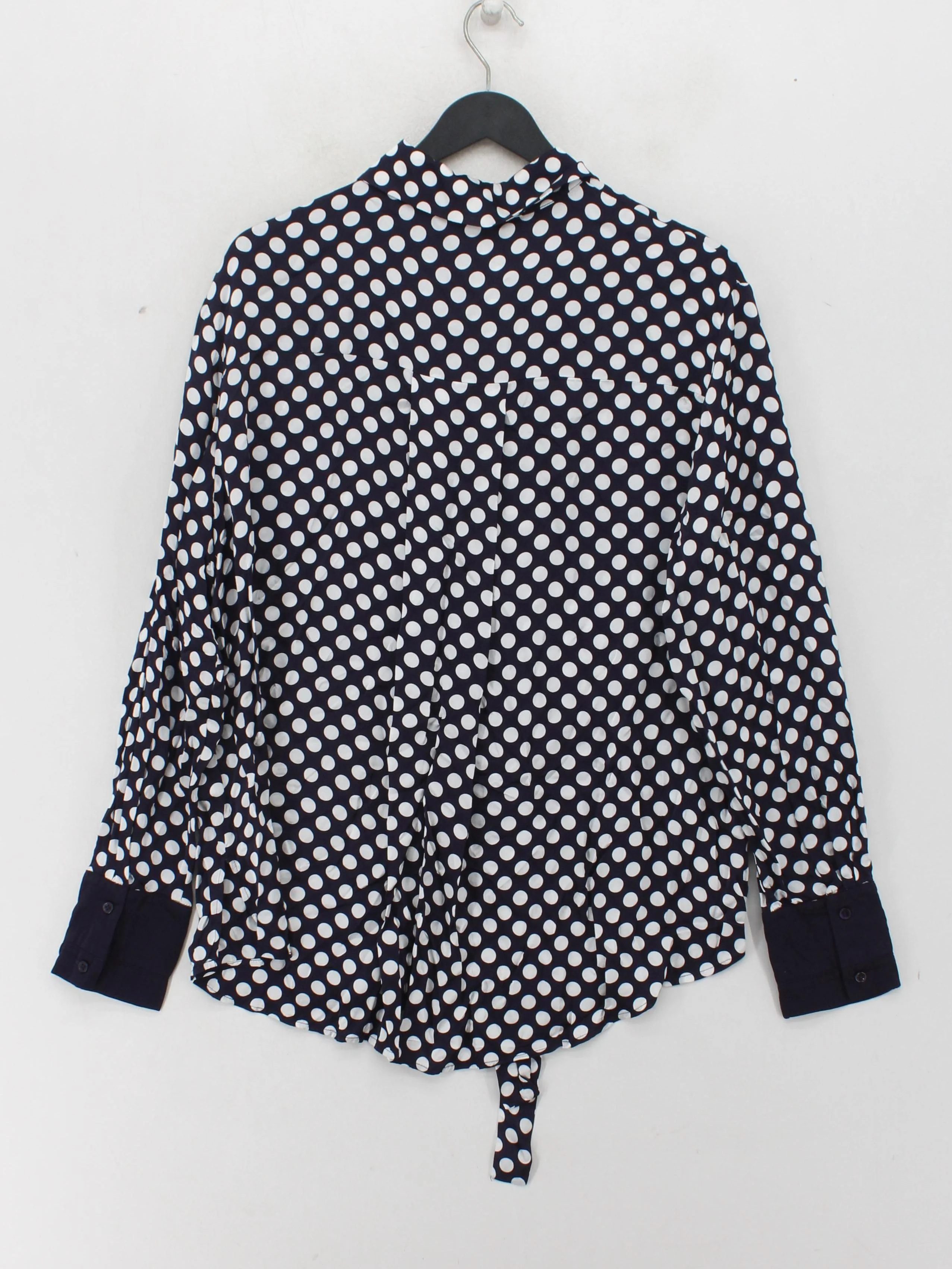 Reiss Women's Blouse UK 12 Blue Polkadot 100% Viscose Long Sleeve Collared Basic - Image 2