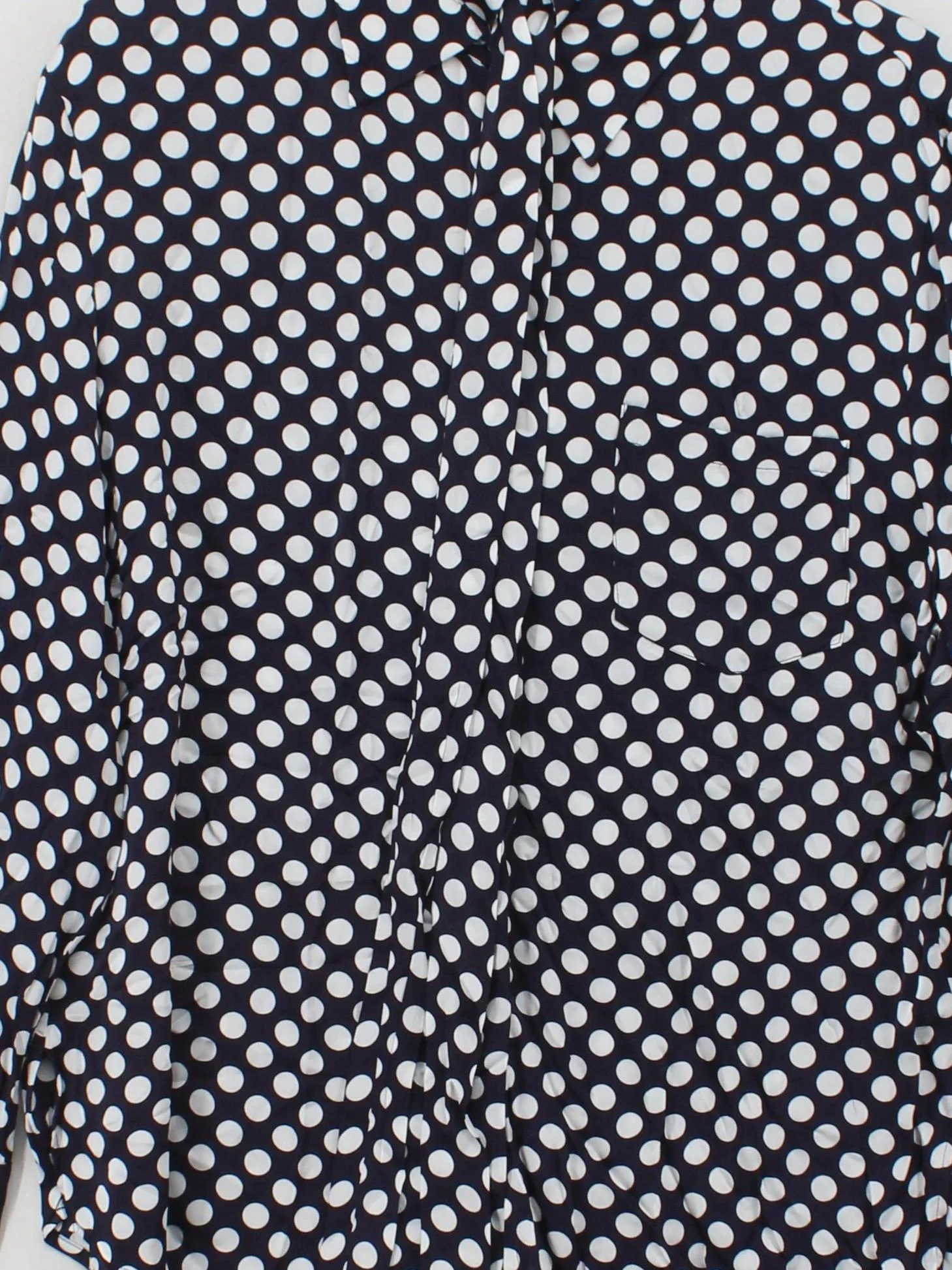 Reiss Women's Blouse UK 12 Blue Polkadot 100% Viscose Long Sleeve Collared Basic - Image 3